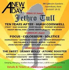 A New Day Festival featuring Jethro Tull, Colosseum, The Sweet, Focus, Hugh Cornwell, Groundhogs, Ten Years After, Stray, Atomic Rooster &amp; more
