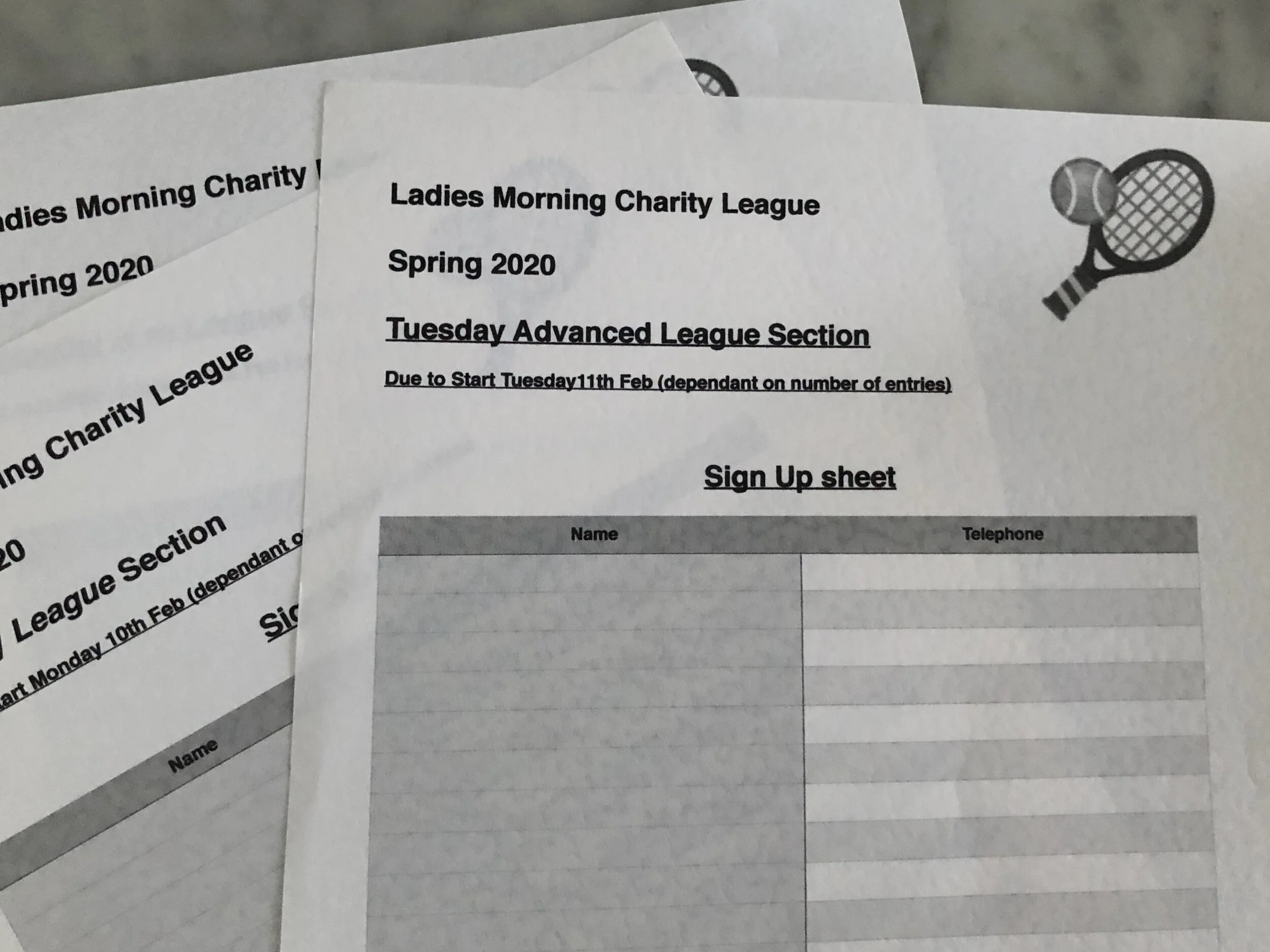 Ladies Morning Charity Leagues Spring 2020