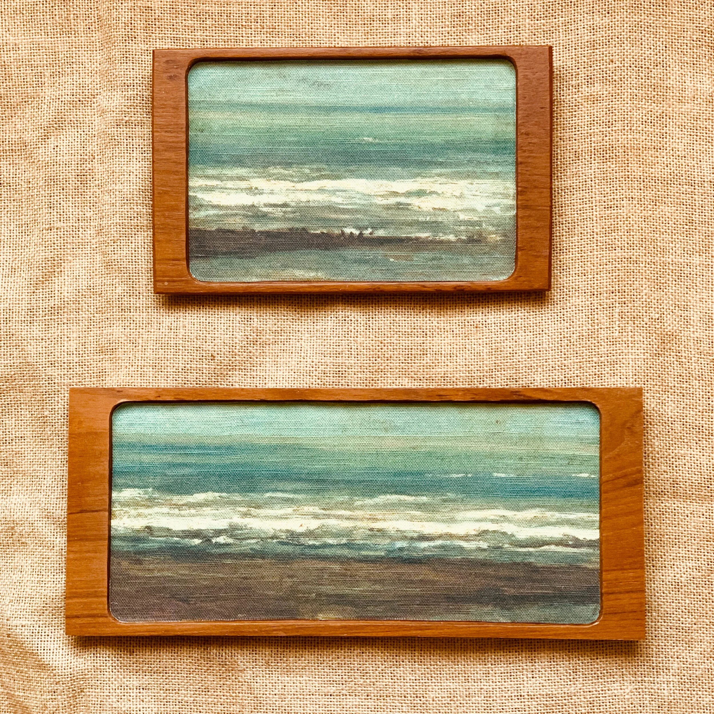 Seascape in upcycled mid century teak frame