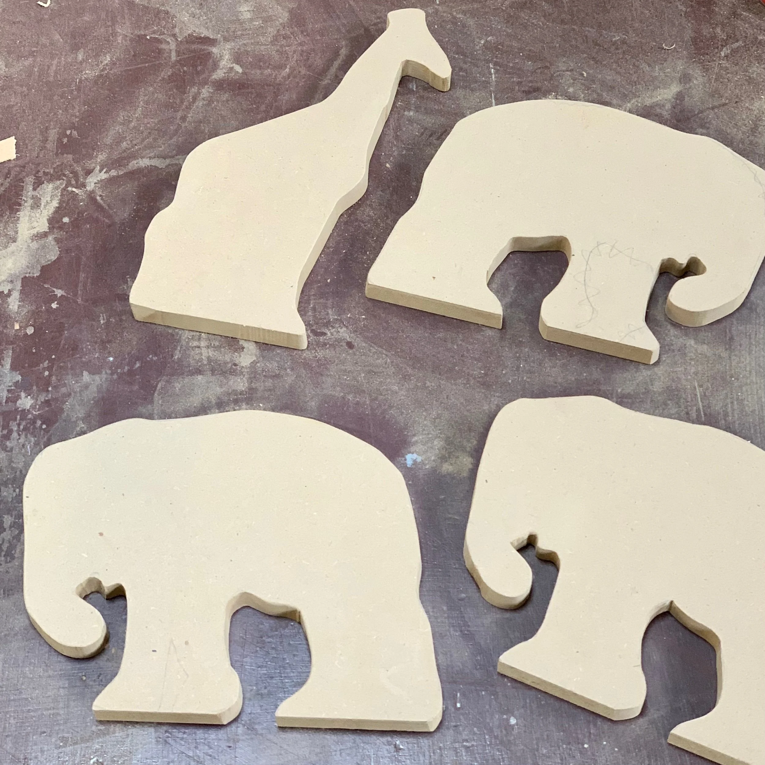 hand cut animal shapes