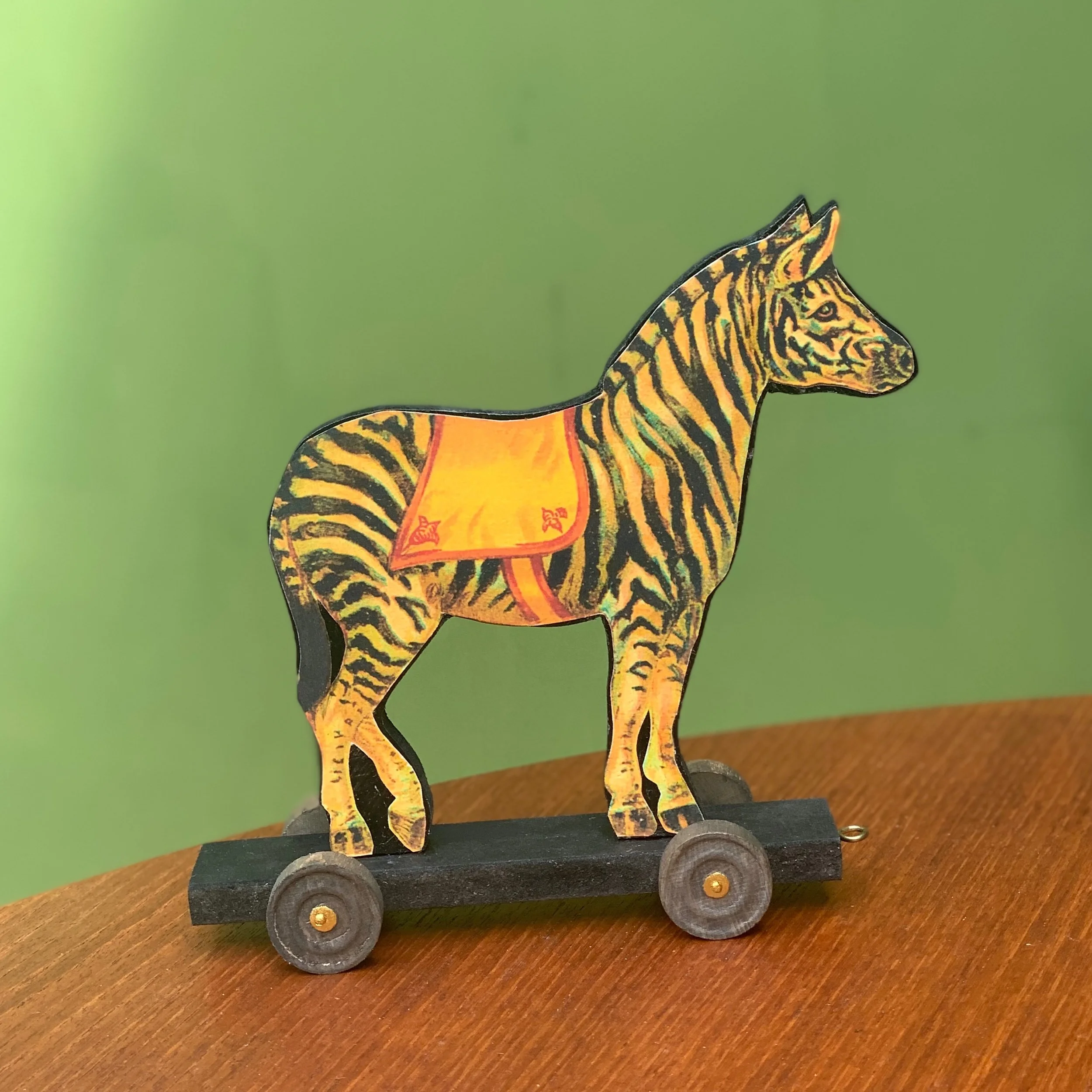 zebra circus toy on wheels