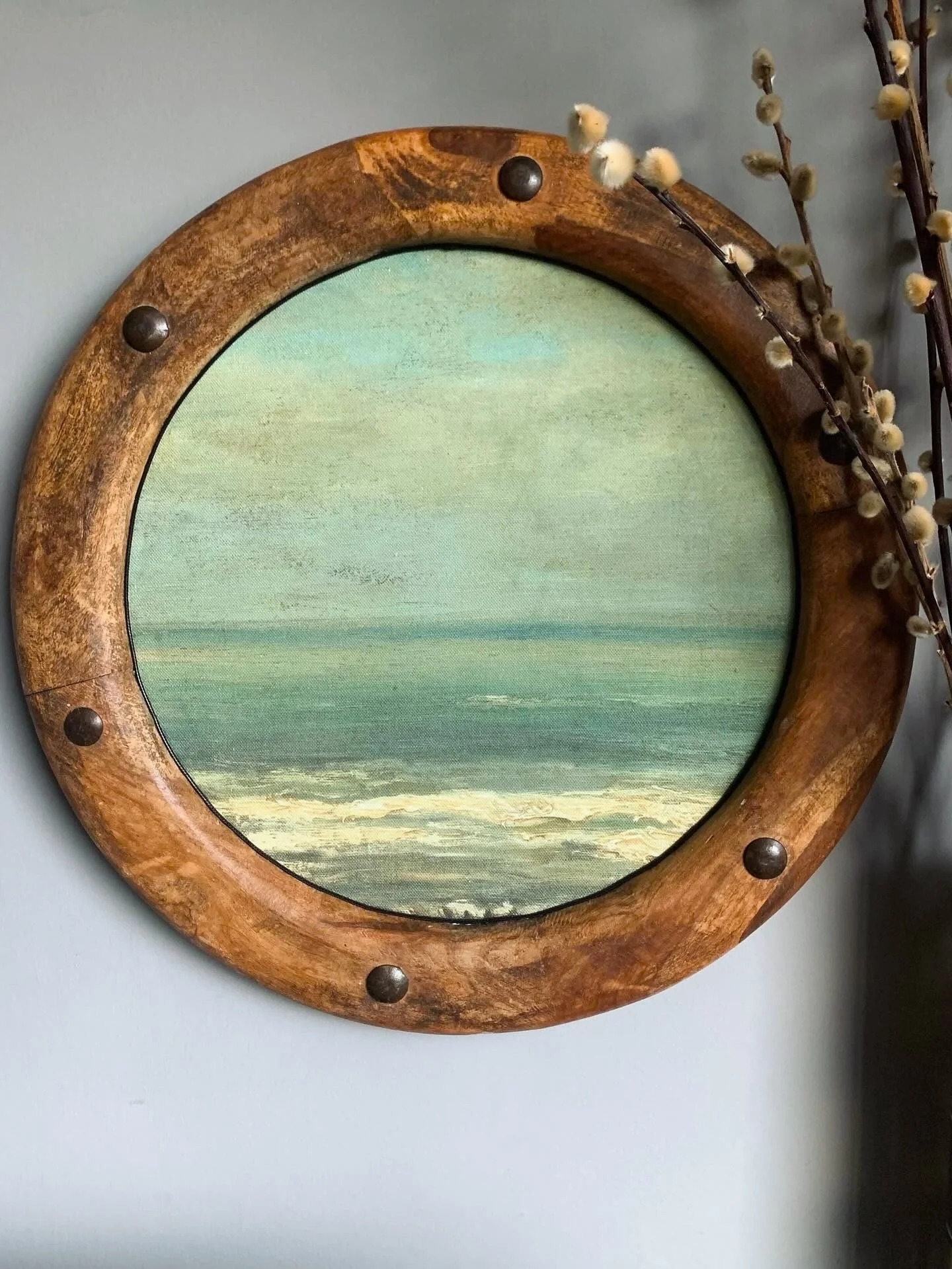 Large Wooden Porthole Seascape