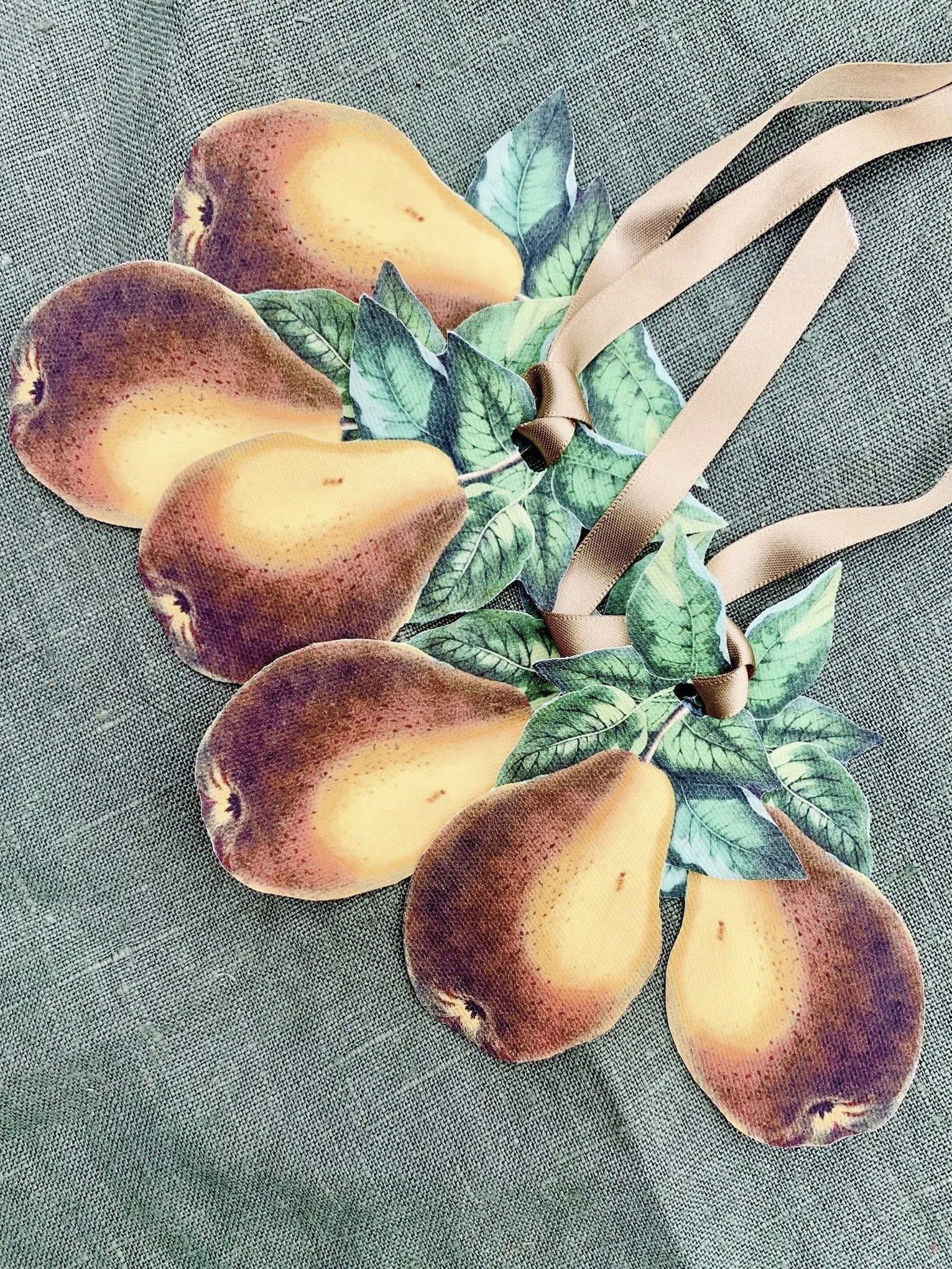 Set of six pear napkin ties.jpg