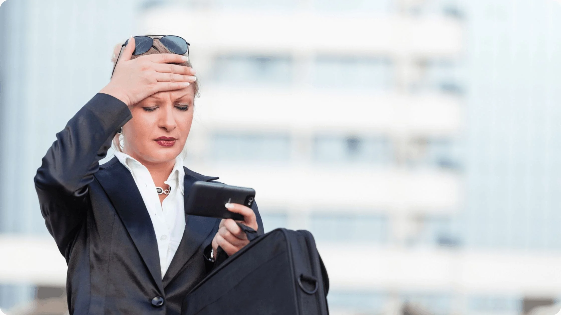 Senior Professional Woman realising she just had a Mum-Fail