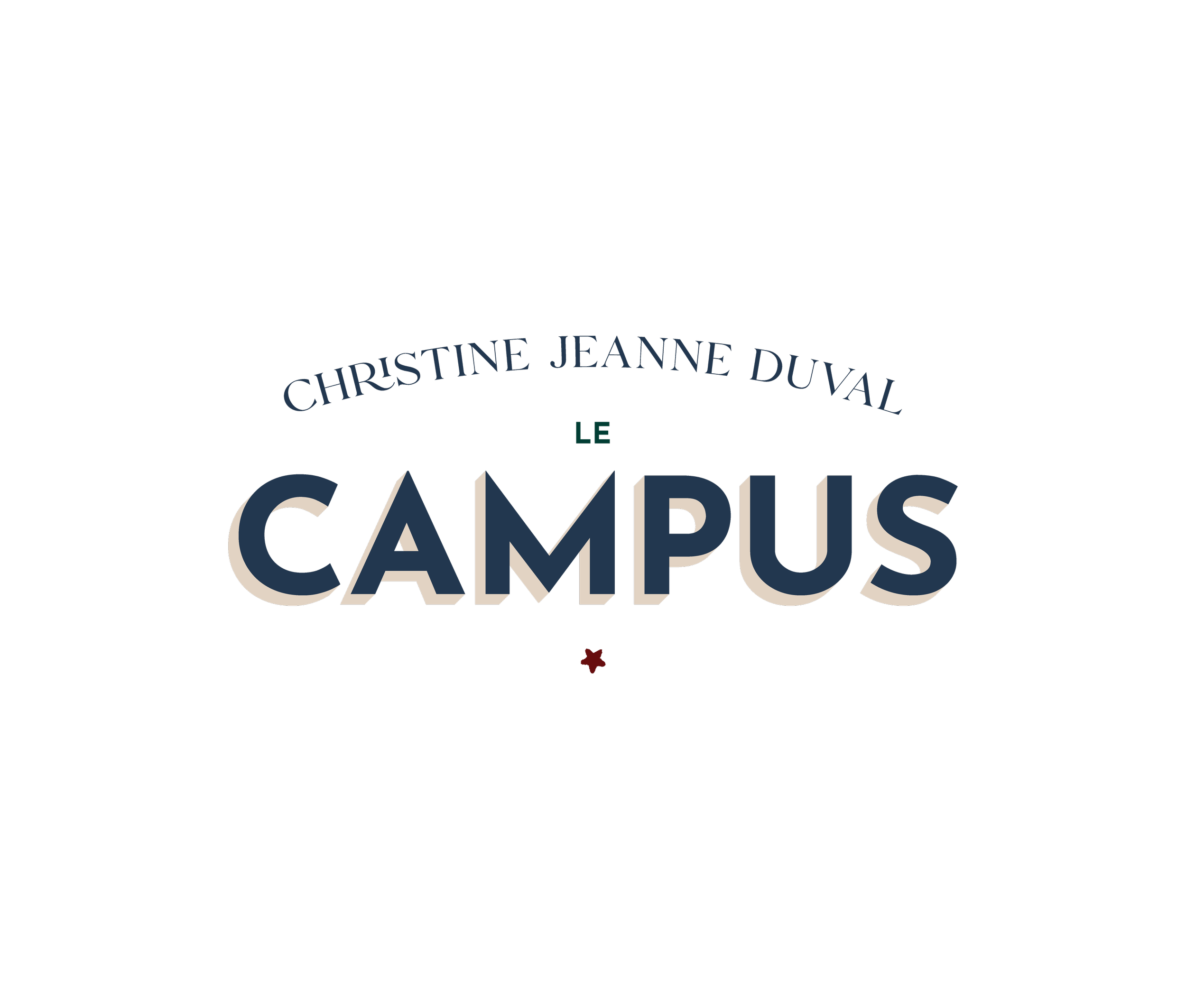 Couverture du livre 'Le Campus' de Christine Jeanne Duvaj, écrite en gros caractères et décorée avec des petits éléments rouges comme étoiles ou fleurs.