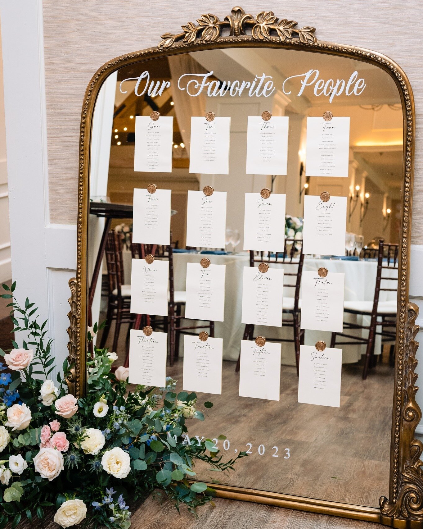 Becca + John 5.20.23
-Seating Assignment-
Photographer: @stephenwhiting 
Florist: @sarahsfloral 
Makeup: @bombchellebeautymua 
DJ: @djdannywalsh 
Videographer: @pirateslanevideo 
Donuts: PVDonuts 
Cake: @sweetsenseglutenfree 
Bride: @_beccadoran
G