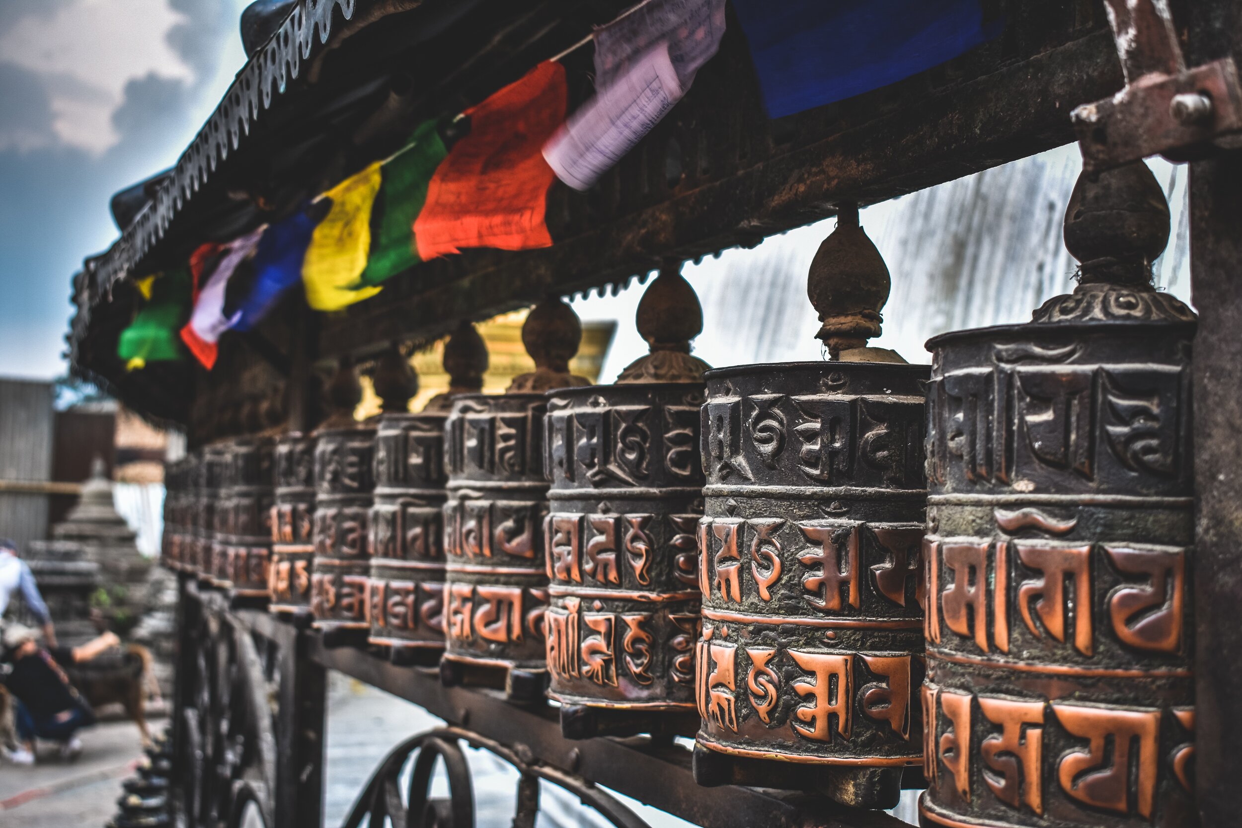  Prayer wheels near the monkey temple, Nepal 