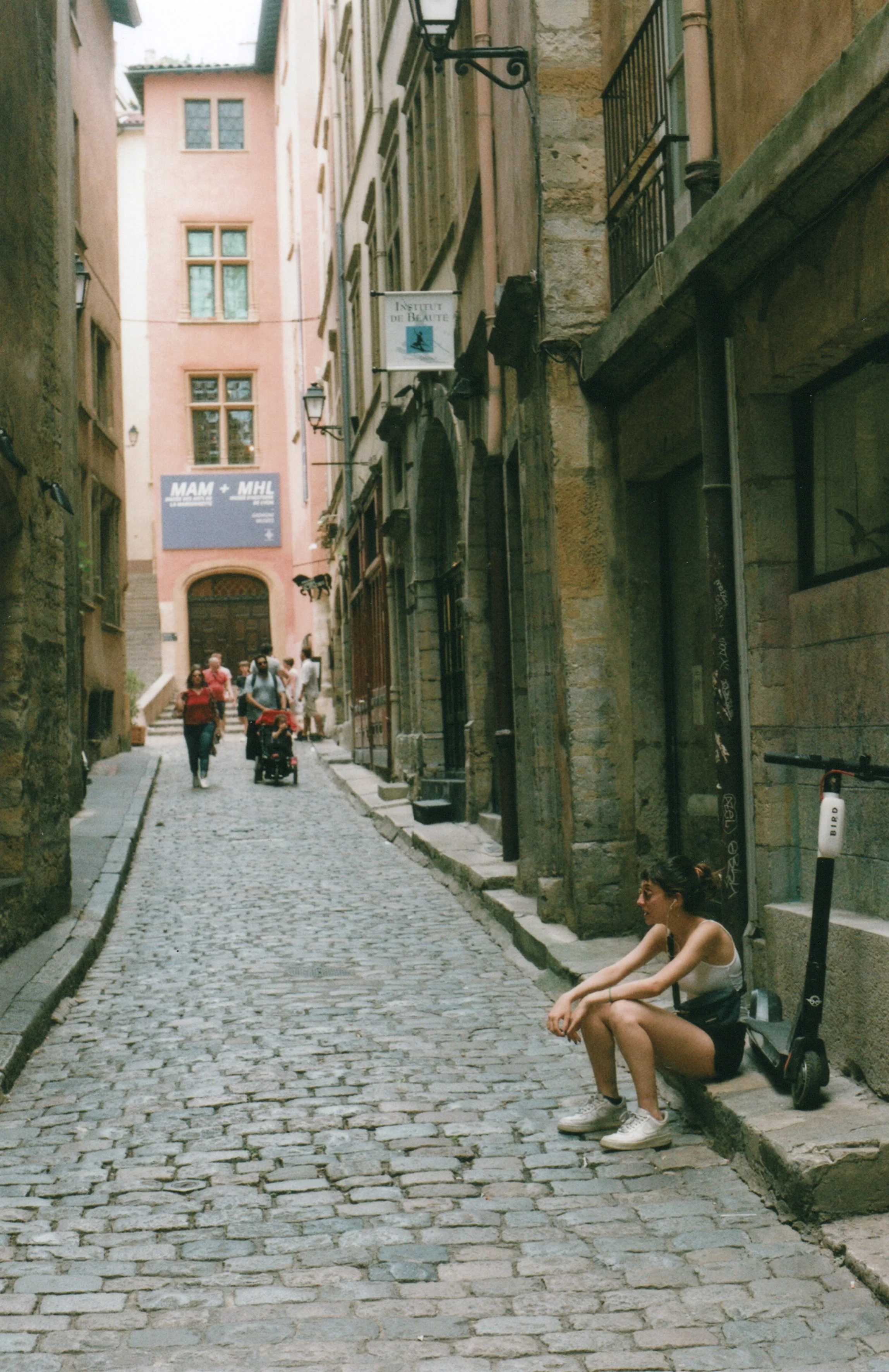 One of the narrow medieval streets in Lyon. Great for Street Photography but not for your feet.