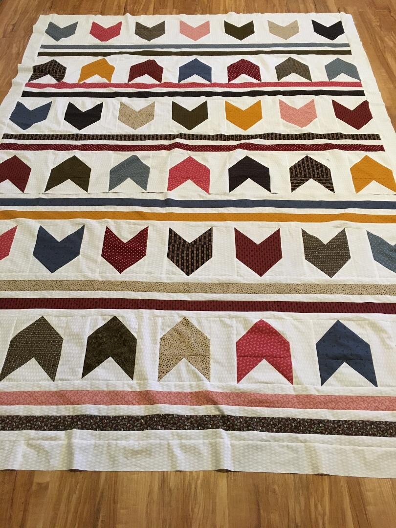  I just finished my quilt top for my service project. Unfortunately, all of my pins and batting are at my new house in Rochester! April L. 