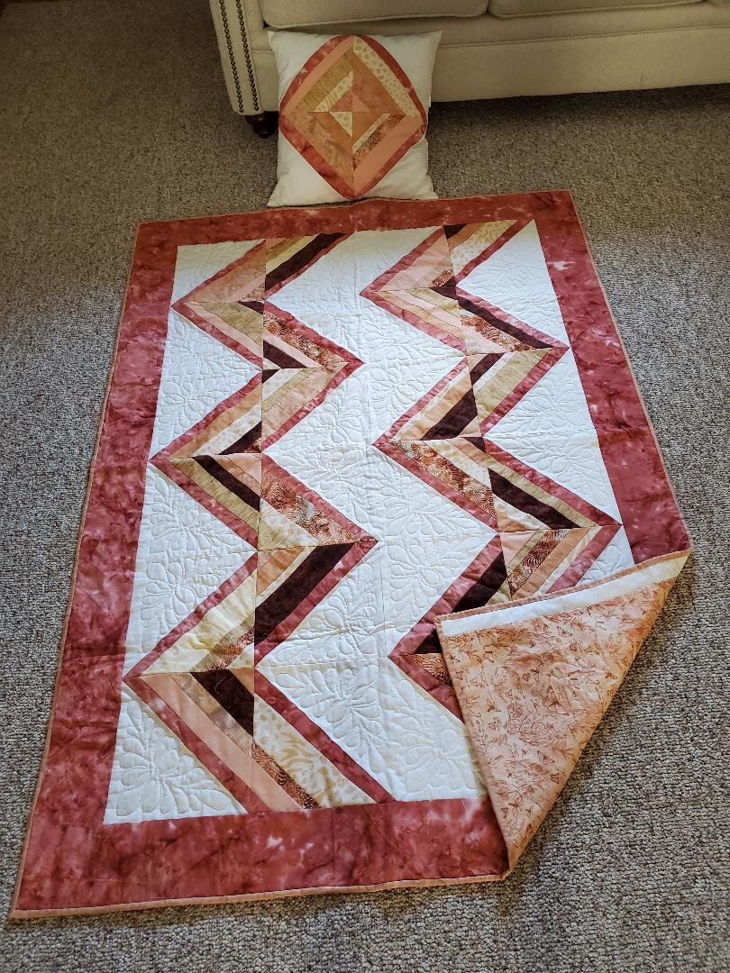   Here's a quilt I have been working on--it's the mystery quilt that Bonnie Haaland coordinated.  Laura S. 