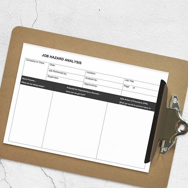 WEEKLY SAFETY MEETING: Job Hazard Analysis⁠
⁠
SAFETY TOPIC: Complete a Job Hazard Analysis for tasks you have completed or will complete in the next month.⁠
⁠
SUPERVISORS: To fill out a JHA follow this format: What will we do? How could we get hurt d