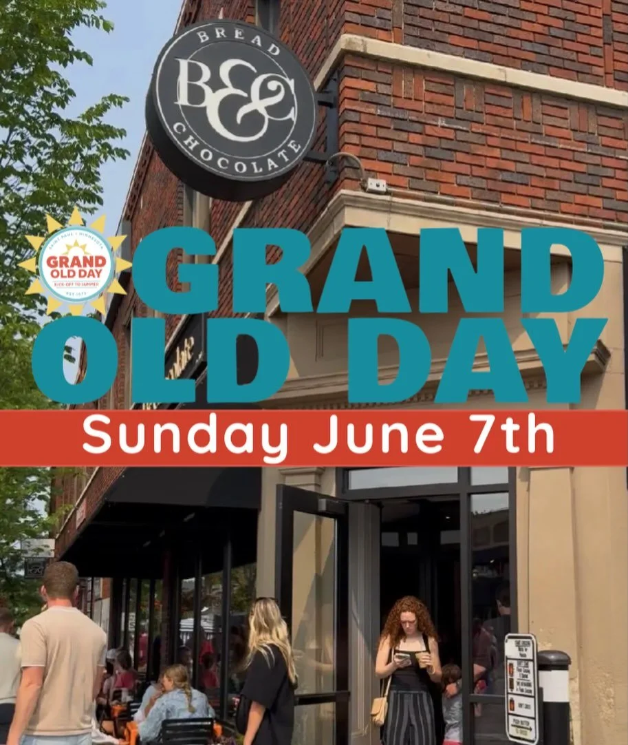 Stop by on Grand Old Day &amp; pick up an iced latte or fresh baked treat! We are open regular hours 7am-6pm. #grandoldday2026 #grandavenuestpaul