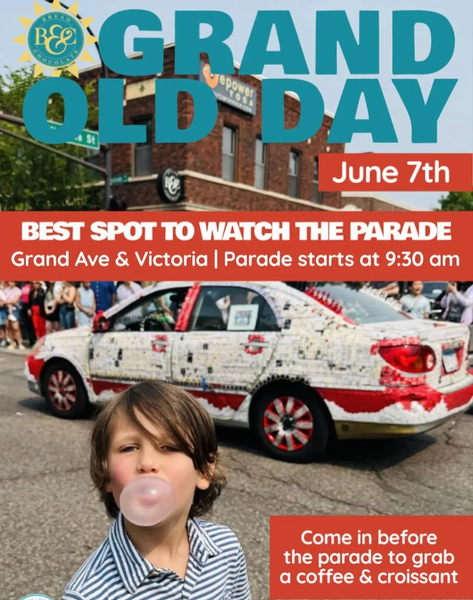 Grand Old Day is next Sunday, June 7th! The parade goes right by B&amp;C &amp; there is no better spot to watch the parade from. #breadandchocatemn #grandoldday2026 #grandavenuestpaul