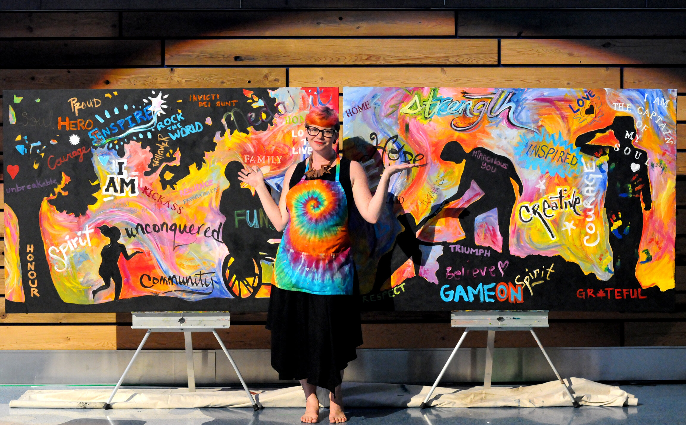100W SHARLENA WOOD with paintings sm.jpg