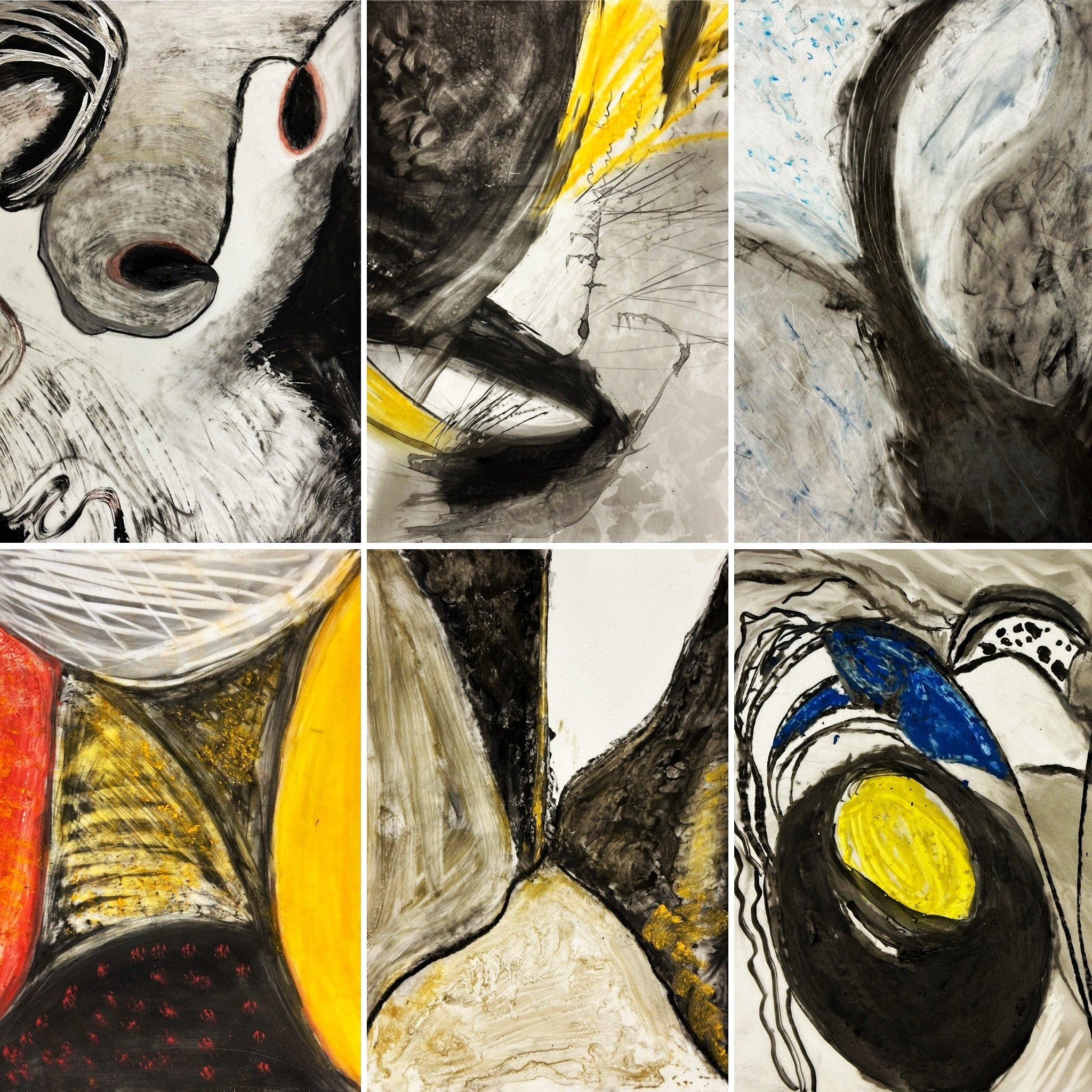 Abstractions created in The Magic of Charcoal class 🖤  mixed media on mylar @visualartsmississauga 

Success is in the planning!! 2/3 of our time explored many designs and value compositions, with a group critique to choose the best from before conf