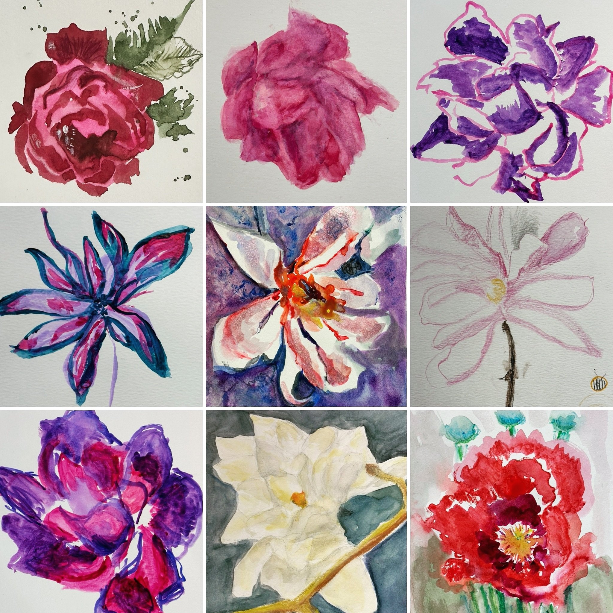 Fresh Wilds flower 🌺 studies from this mornings class 🌞