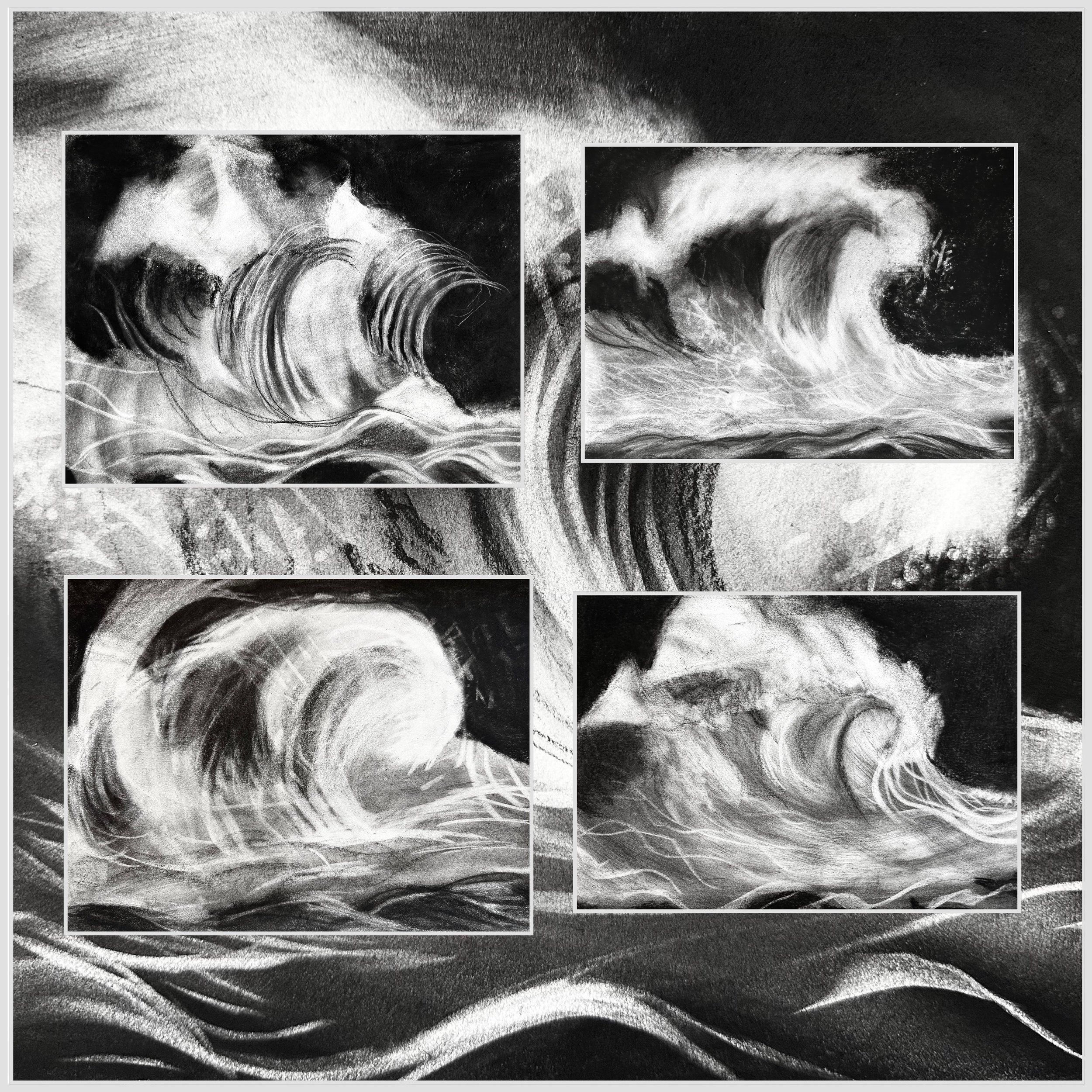 creativity comes in waves, like in the ocean. you just have to wait for the next wave and be ready for it. 🌊 

Incredible artwork by &lsquo;The Magic of Charcoal&rsquo; class @visualartsmississauga