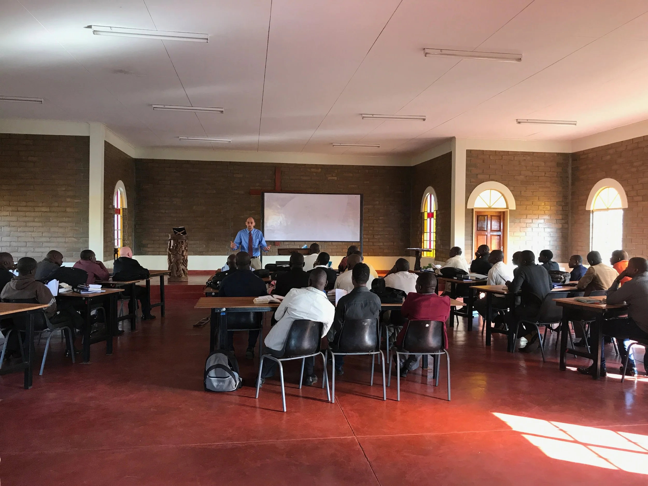 Dave Temple, the then dean of academics, explains the technical details of CAPA on the first day of school.