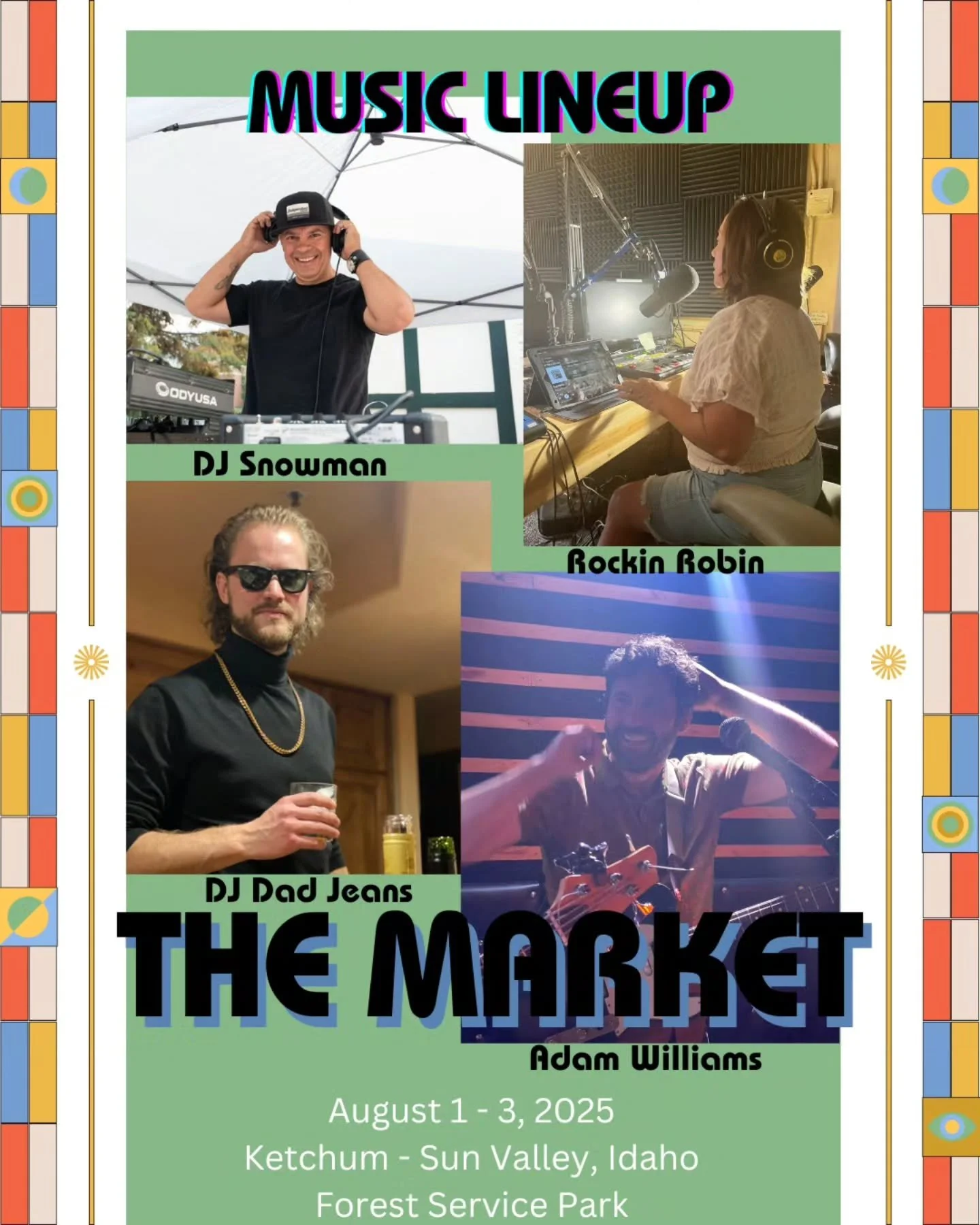 Music Lineup at The Market &ndash; we can&rsquo;t wait! 

DJ Snowman is co-Founder of Independent Goods &ndash; he&rsquo;s the man behind the vinyl selection at Independent Goods, and currently teaching his 8-year-old daughter how to DJ

Rockin Robin