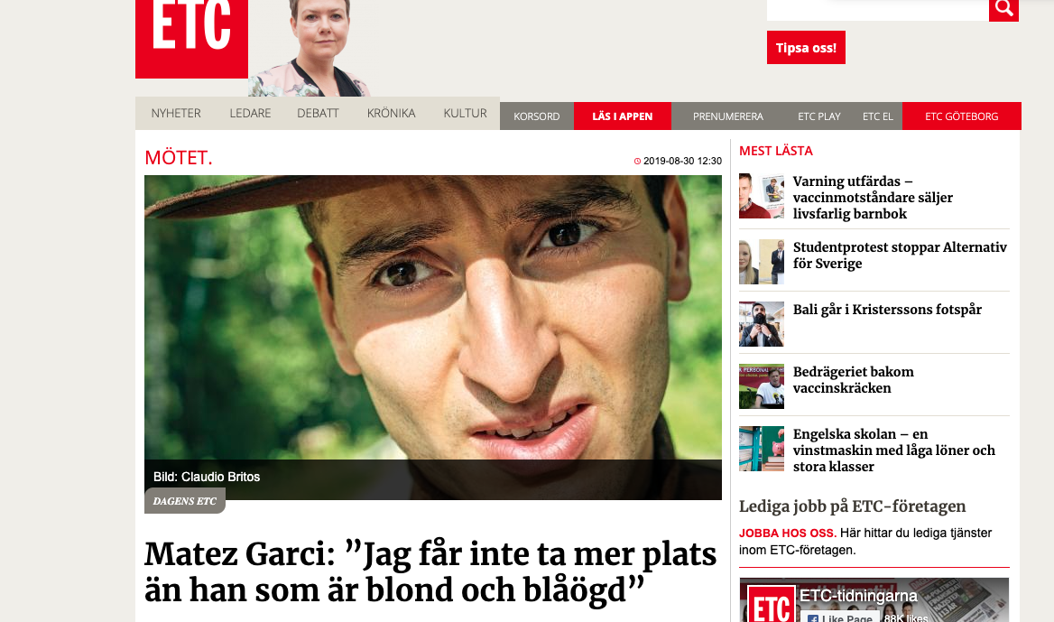 Matez Garci: "In real life I don’t have white privilege, but my character do"