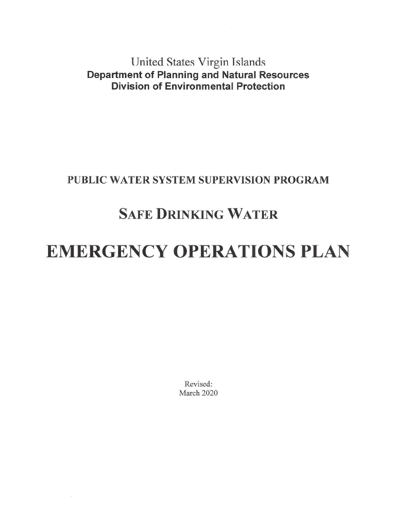 Public Water System Supervision Program Safe Drinking Water Emergency Operations Plan