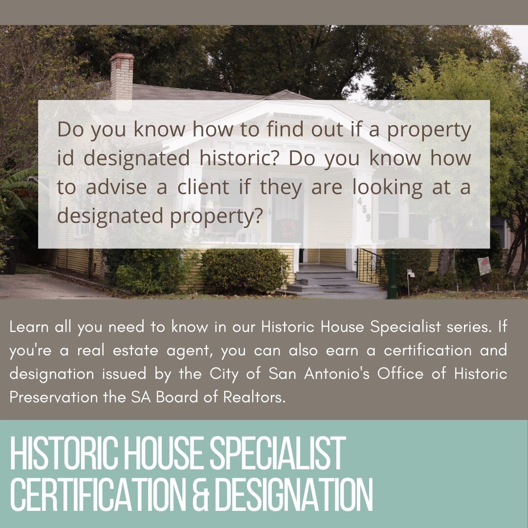 Do you know how to find out if a property is designated historic? Agents, do you know how to advise a client if they are looking at a designated property? Take our first course in Historic House Specialist series! Class is tomorrow (Tuesday) at 10 am