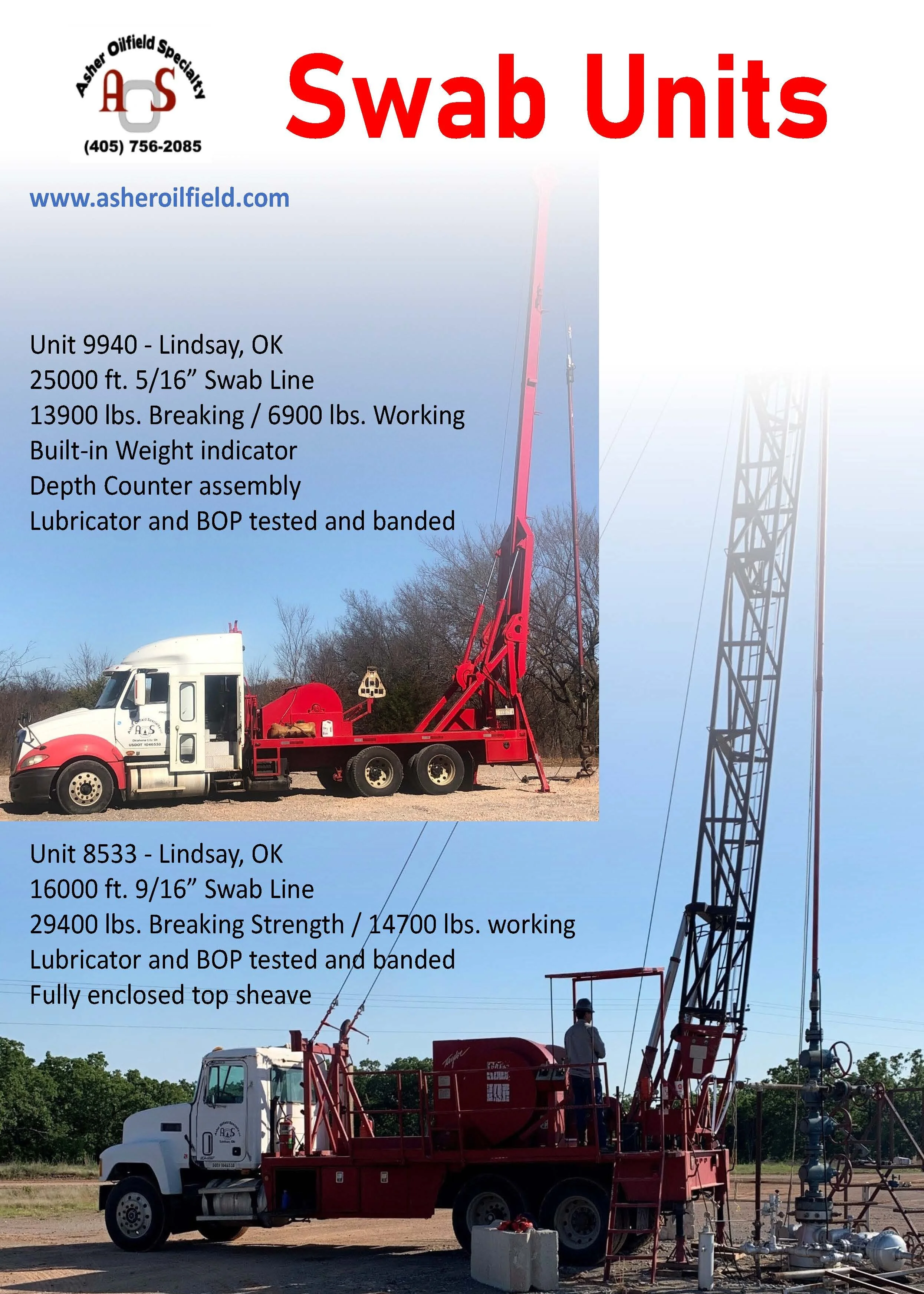 Swabbing Services — Asher Oilfield Specialty, LLC