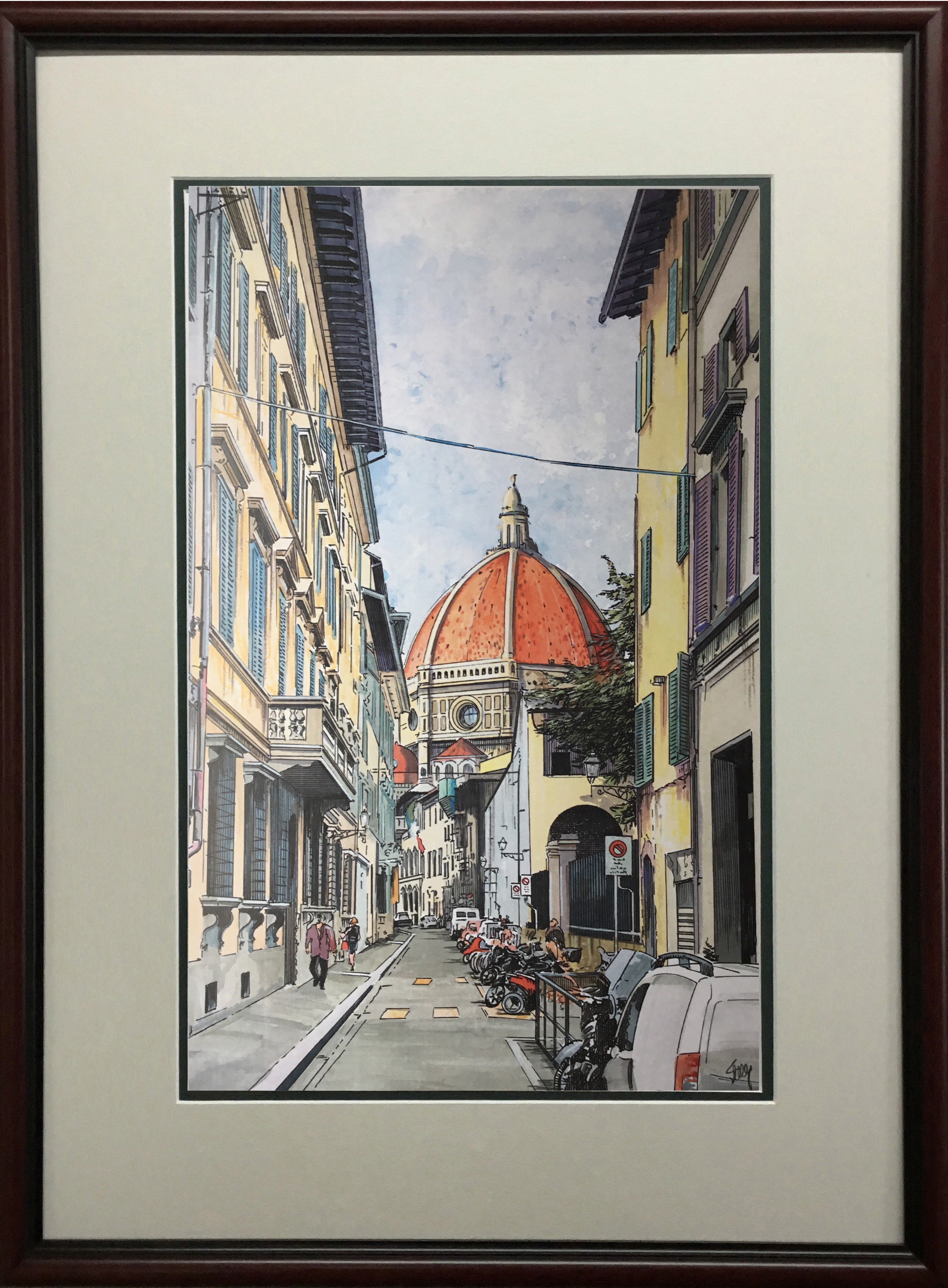 Florence, Italy LIMITED EDITION Pen and Ink and Watercolor Art Print  Illustration — Reflections