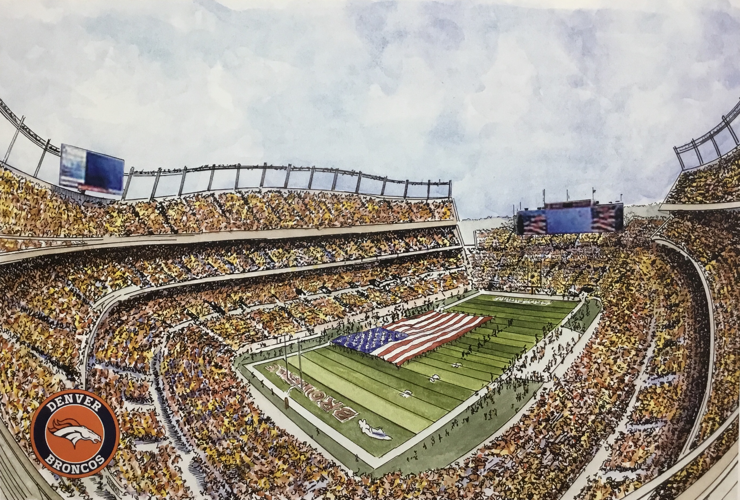 Denver Broncos Empower Field at Mile High Limited Edition Painting by John  Stoeckley — Reflections