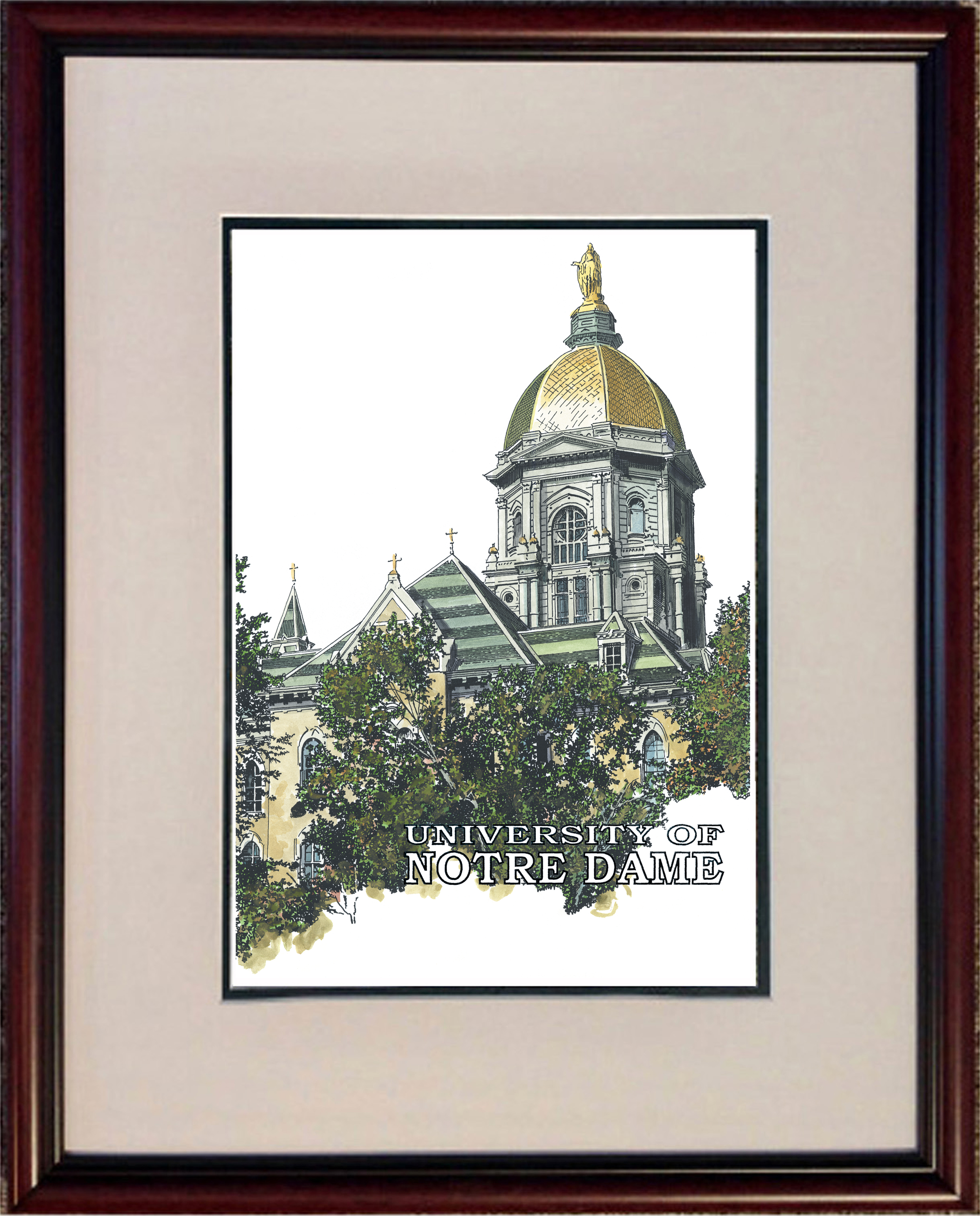 Notre Dame Print Notre Dame Art Notre Dame Gold Dome