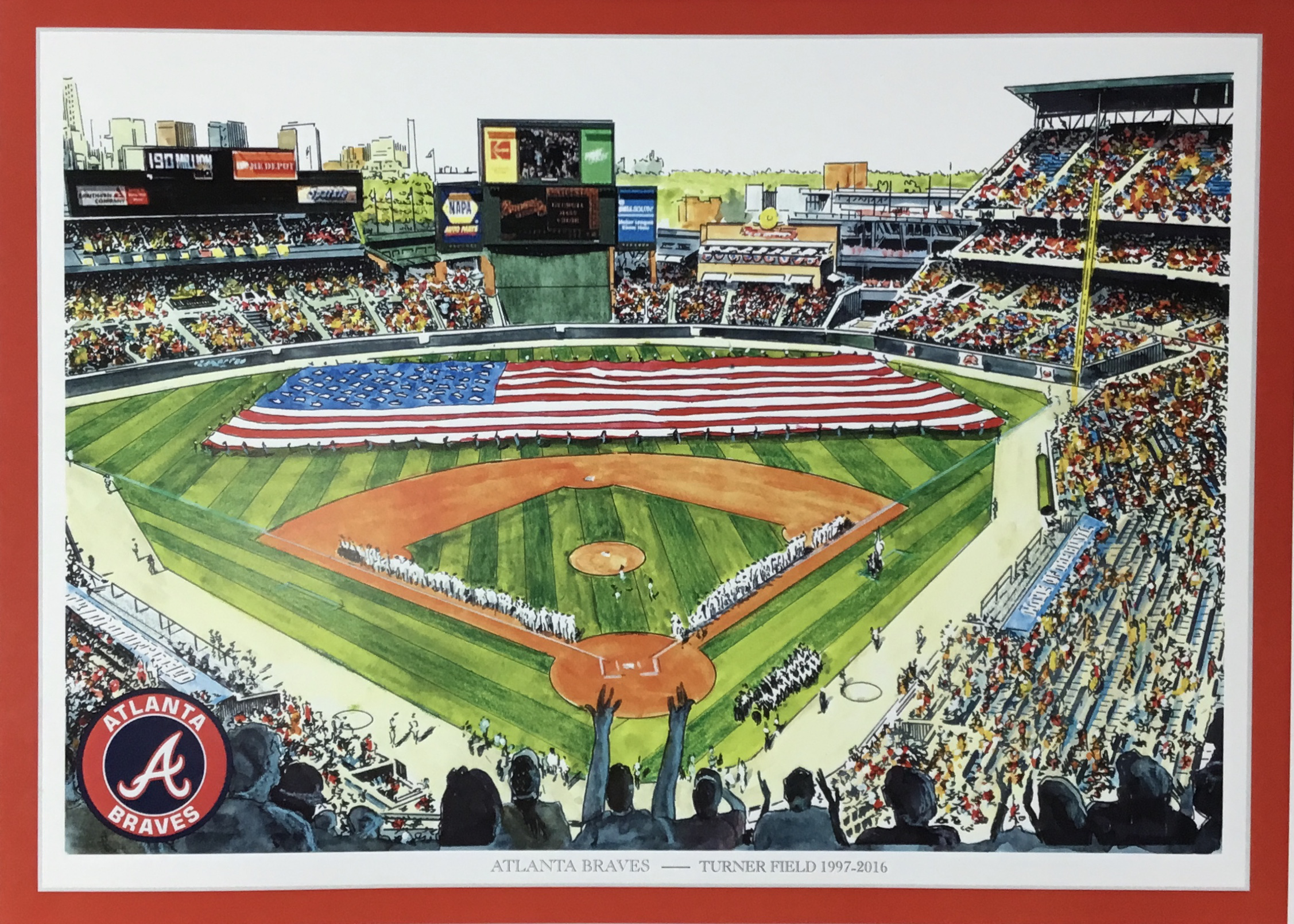 2000 Atlanta Braves Roster Turner Field 15 X 11“ Poster Torn On Left Side