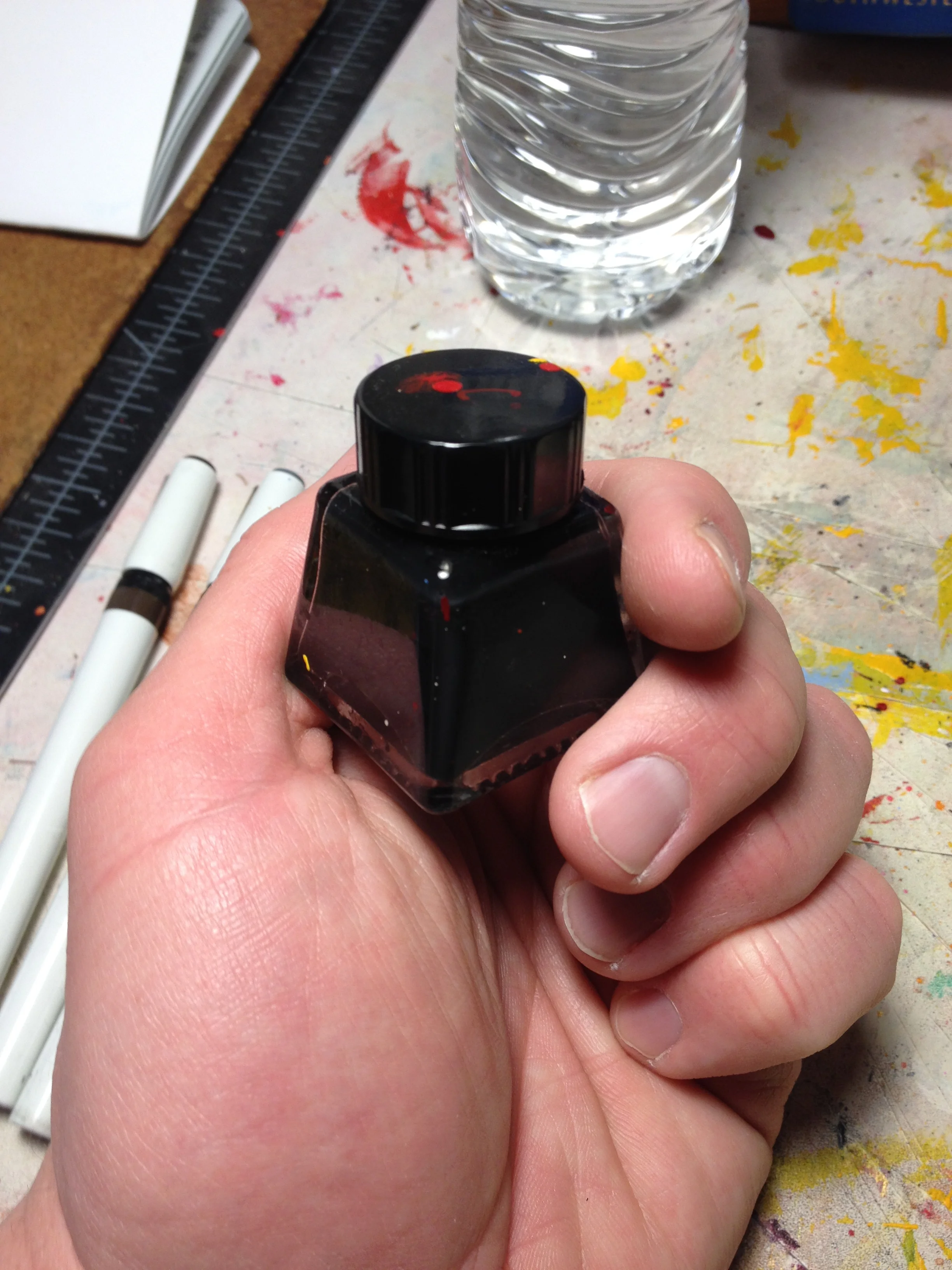 My ink bottle. I've had it for years. Some artists will tell you that an attachment to such objects is unnecessary. These individuals should never be trusted by reasonable people. 