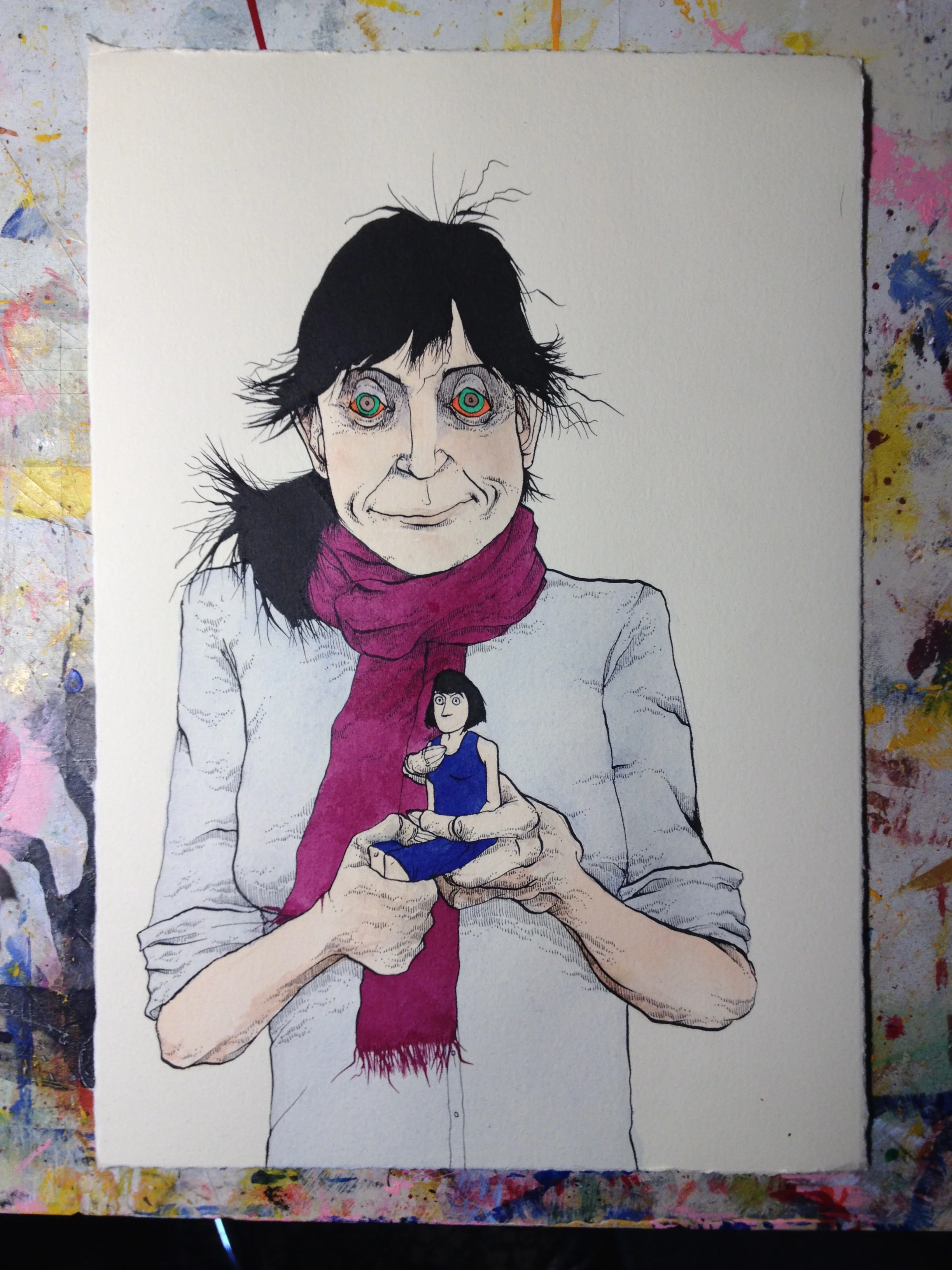  Colored inks (more concentrated color; note the eyes &amp; scarf). 