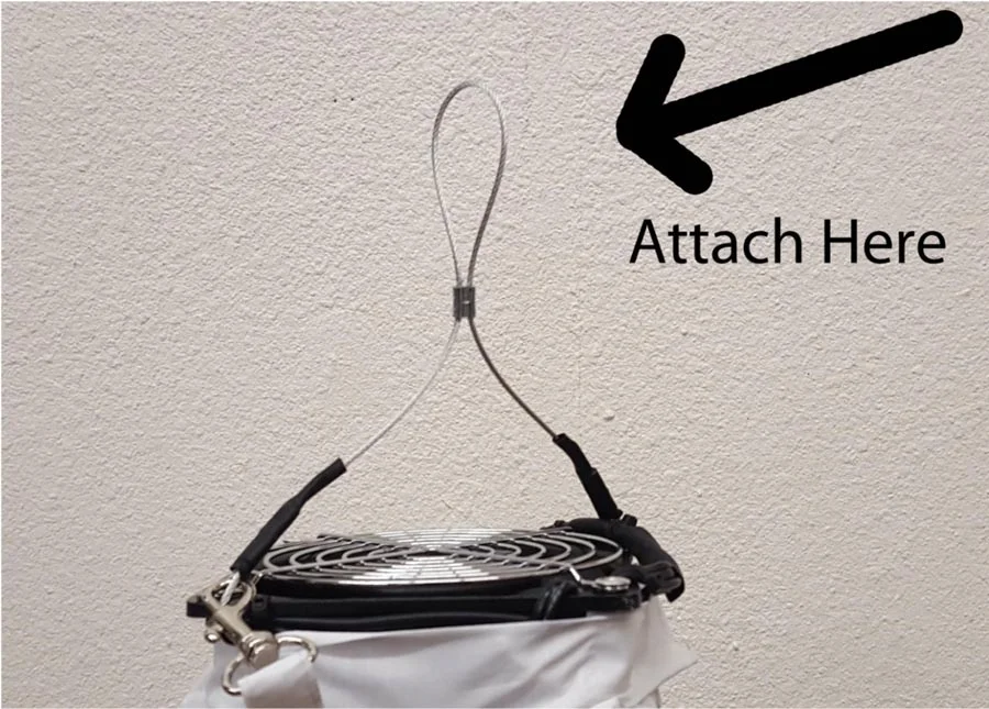 4. Securely attach your rigging cable to the loop on the top of the fan. Plug the Hi-Light™ into power source and enjoy!