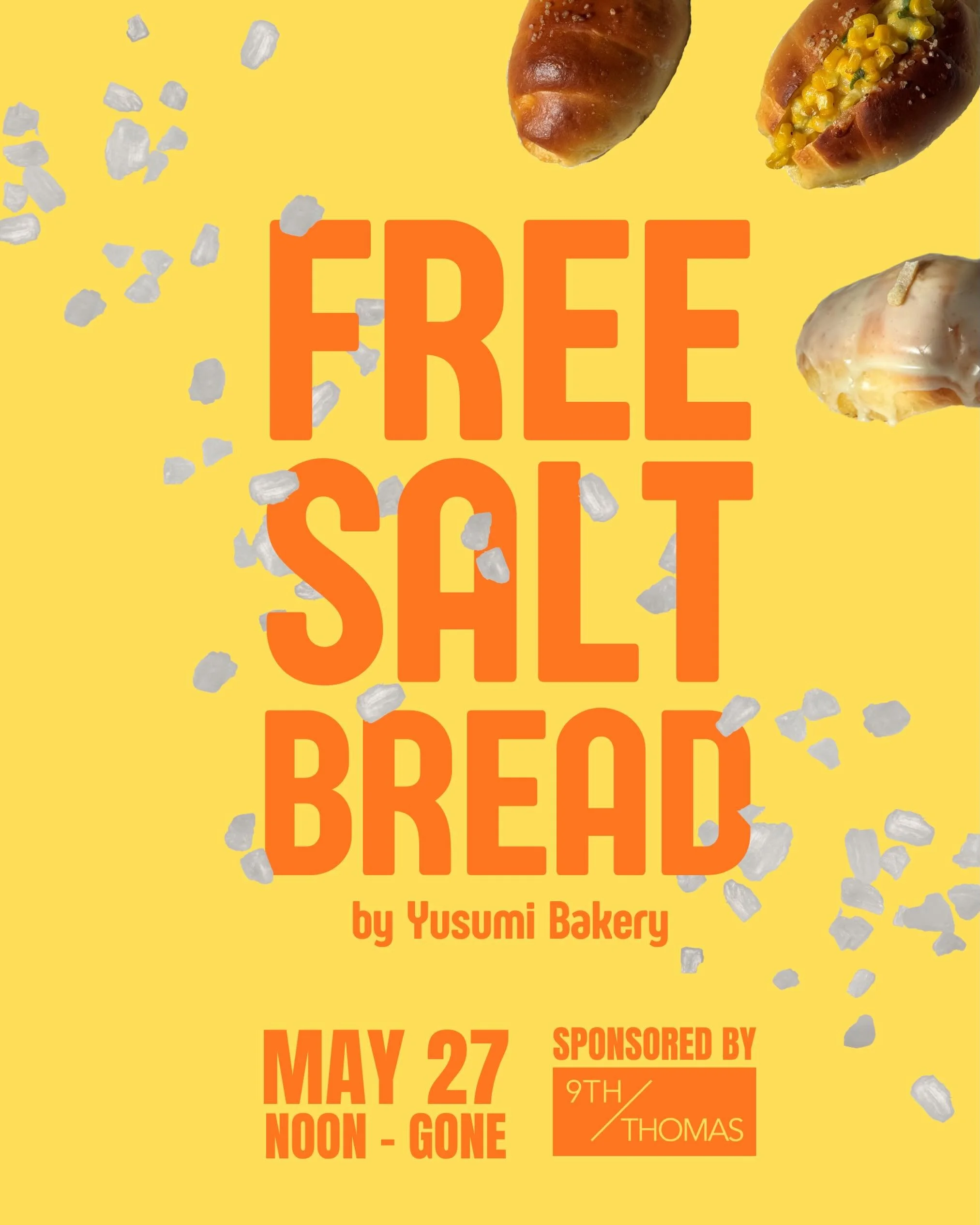 🍞 MAY TENANT TREATS 🍞 This Wed, May 27th at Noon, visit the 9T lobby for a free salt bread from @yusumibakery, a small-batch bakery crafting fresh salt bread in a variety of delicious flavors. Line up early &amp; pick from several delicious flavors