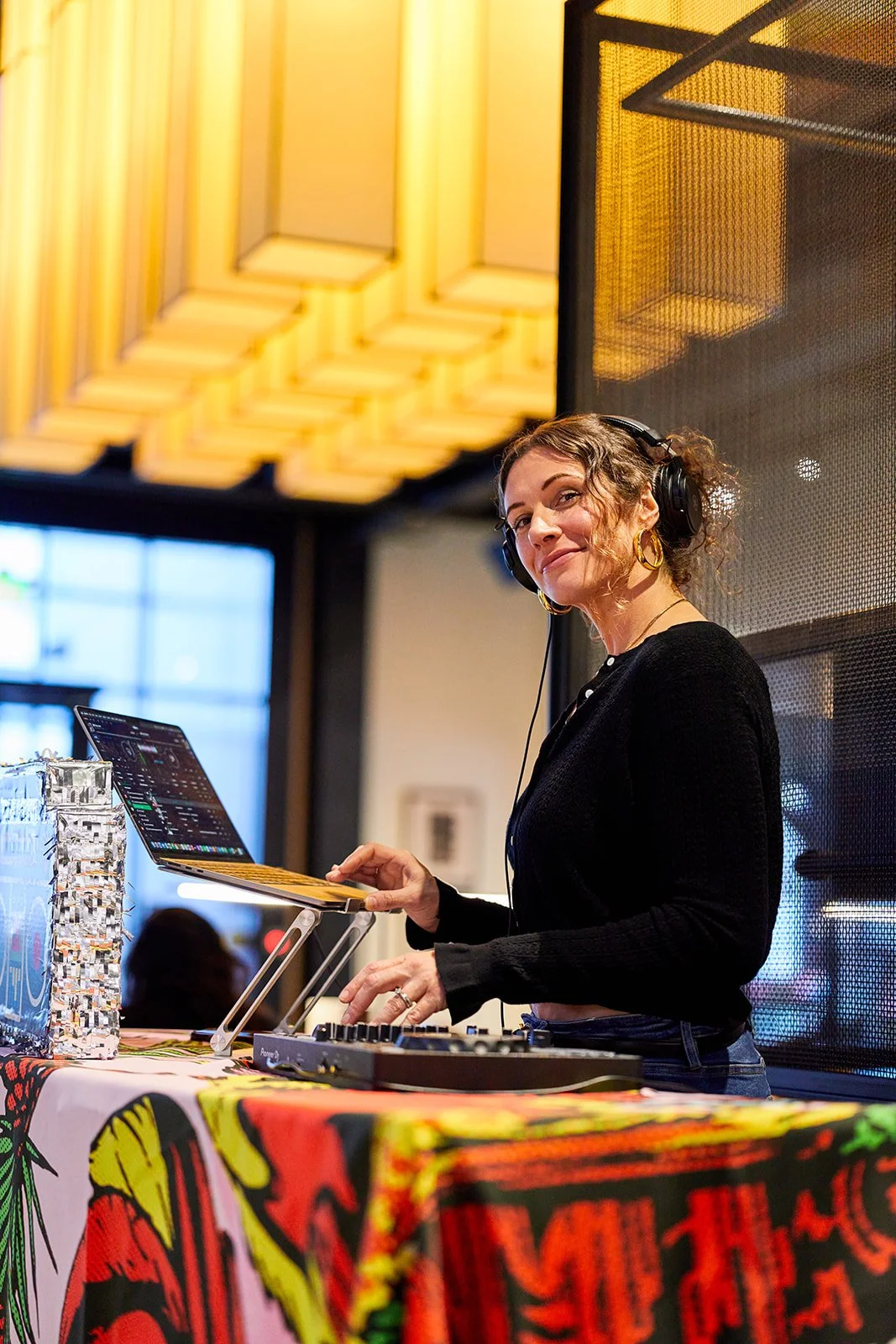 DJ Evie Stokes performing at 9th & Thomas