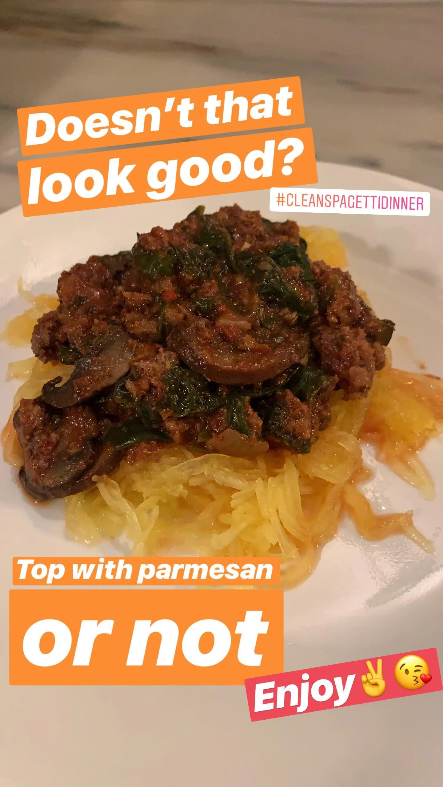 Spaghetti Squash with Bison Veggie Meat Sauce 