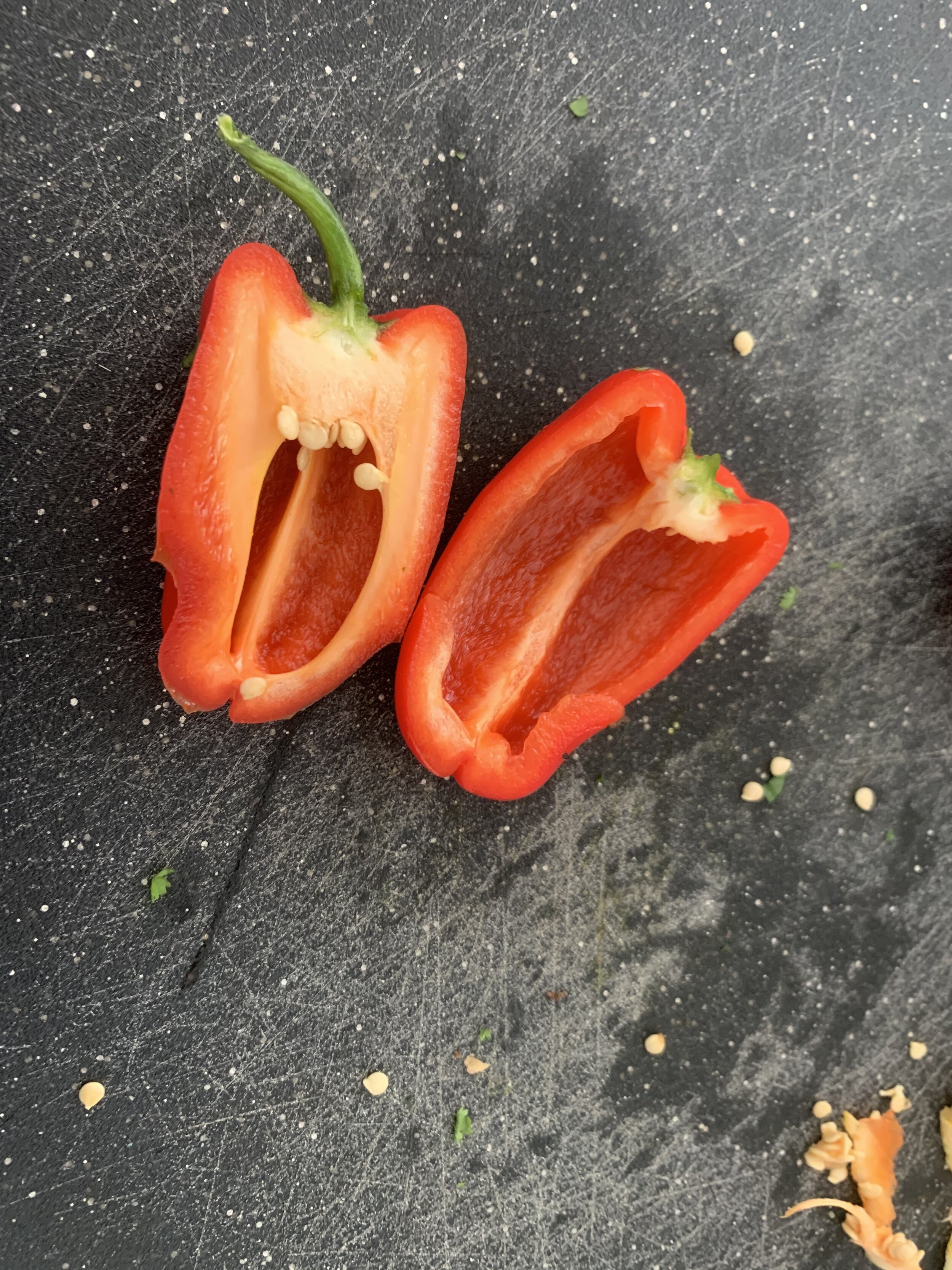Halve the Baby Peppers 