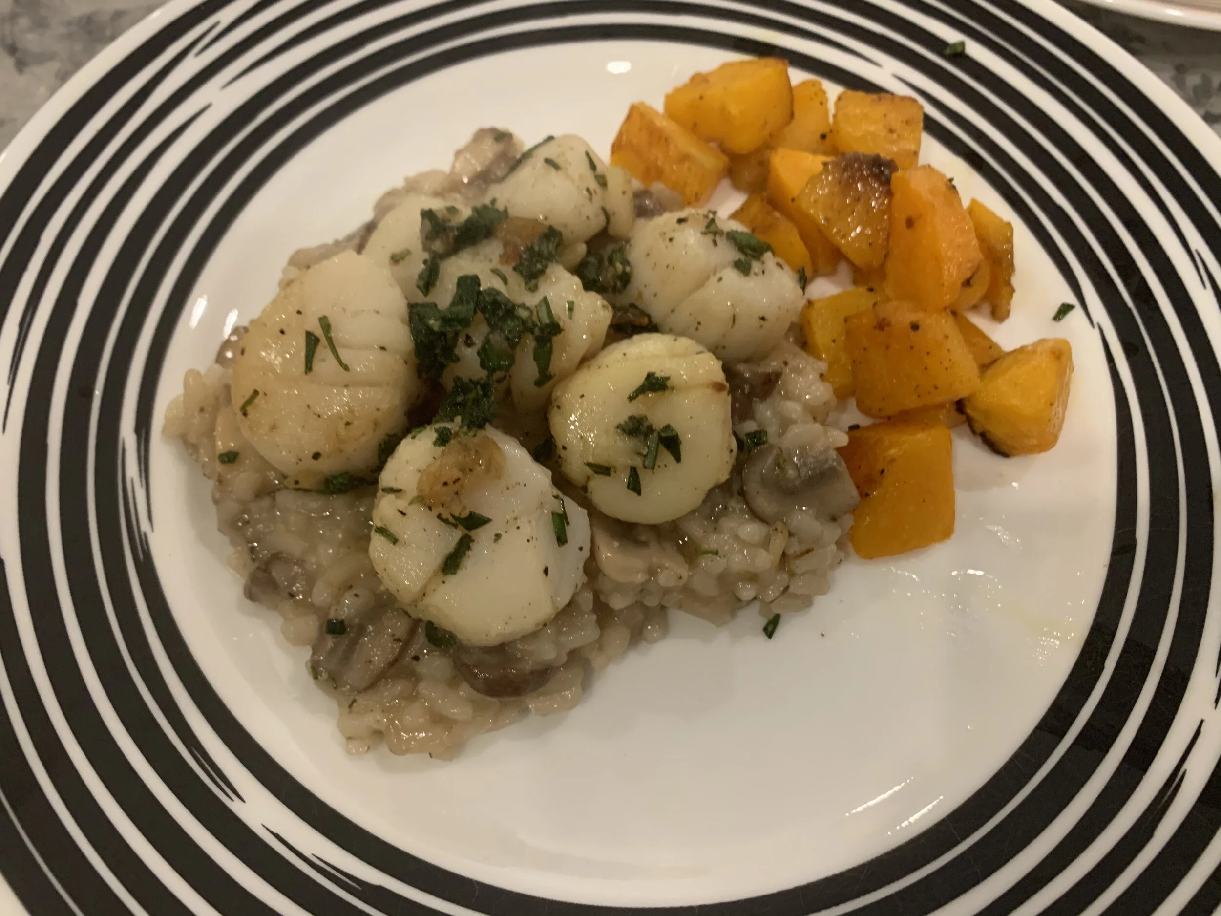 Mushroom Risotto, with Scallops 