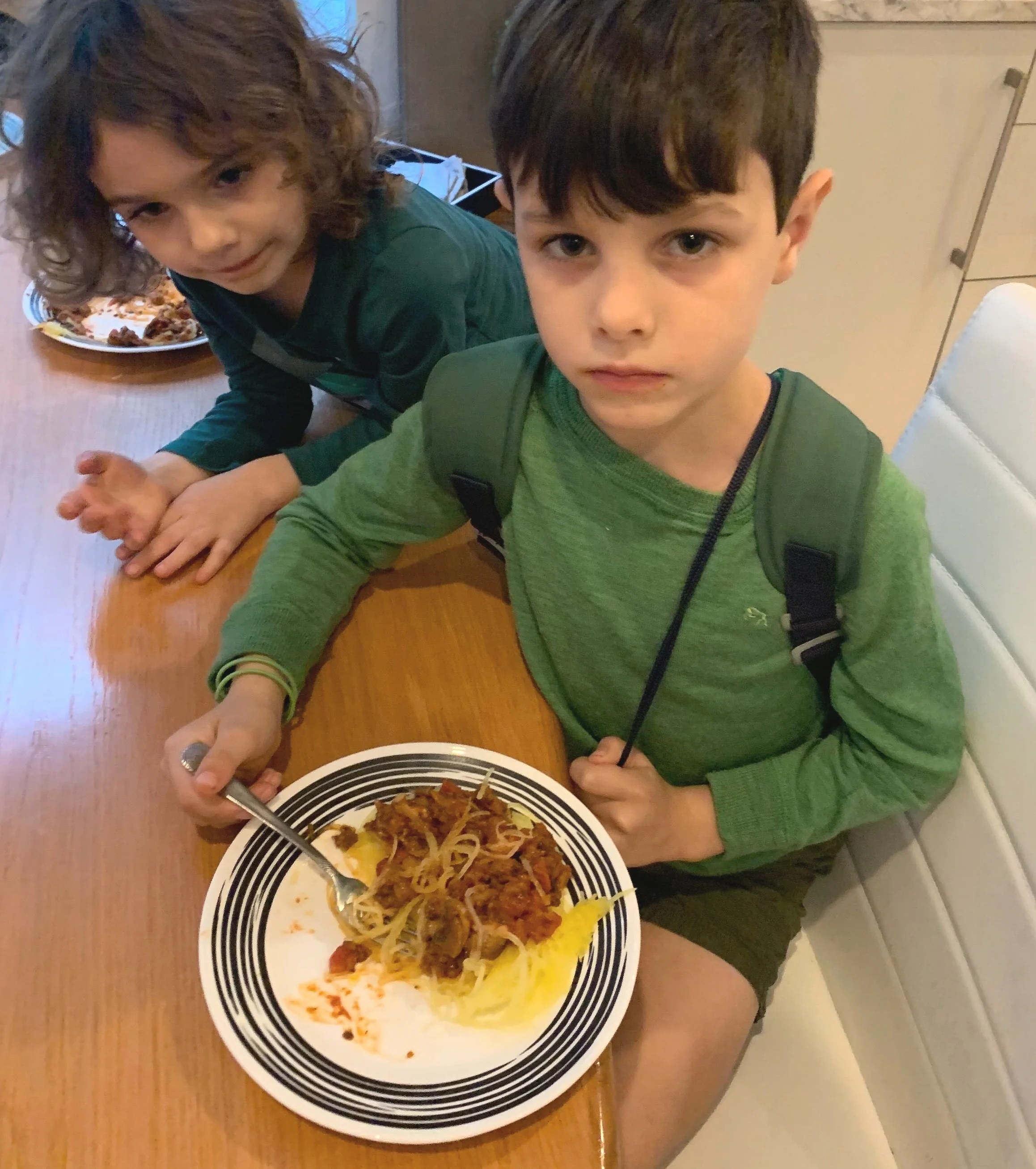 Mushroom &amp; "meat" sauce over Spaghetti Squash