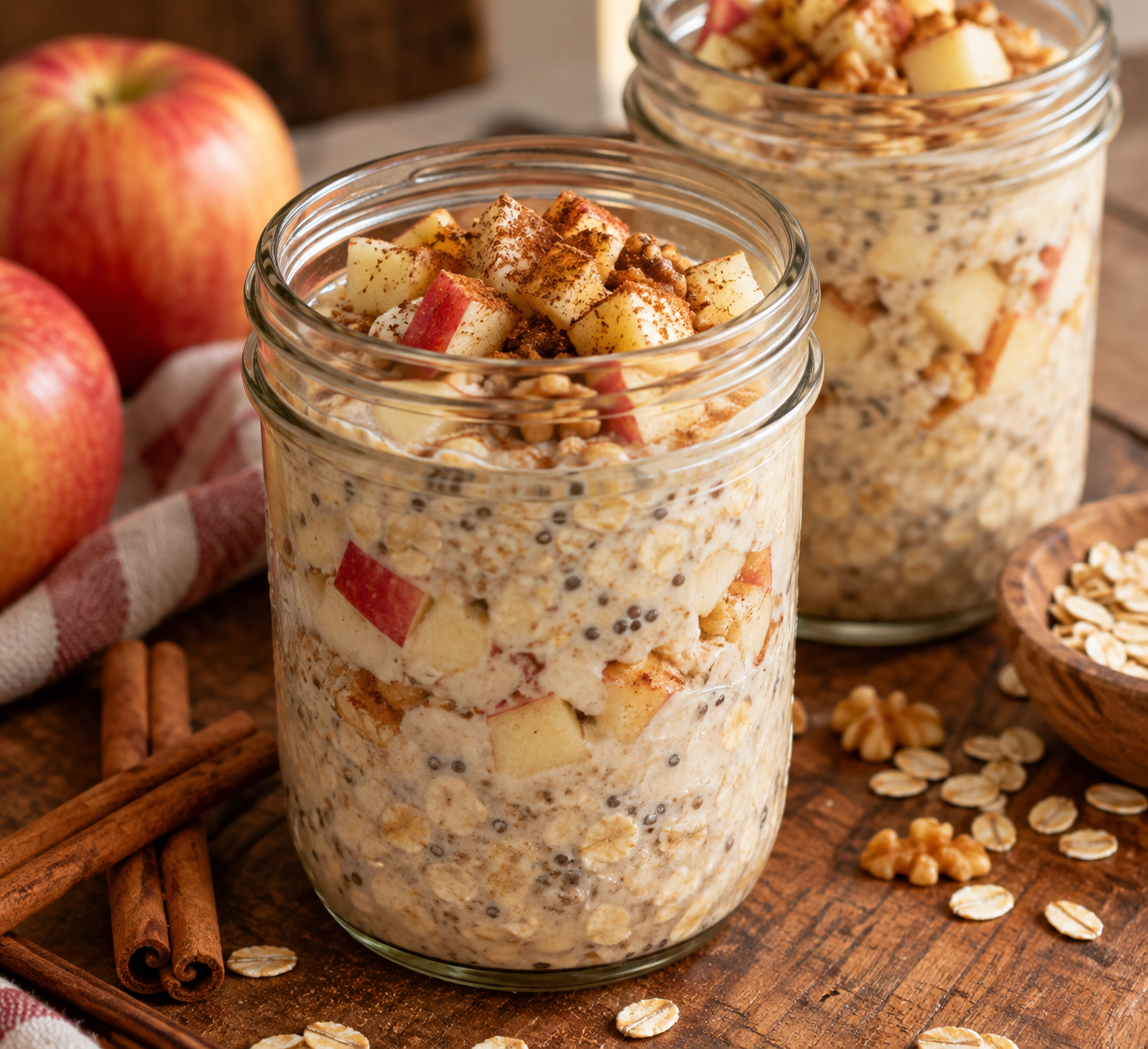 🍎 Apple + Cinnamon Protein Overnight Oats