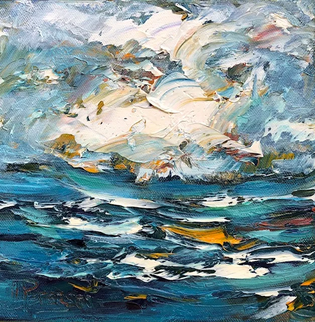 “Sunlit Waves” 8x8 Oil on Canvas.
