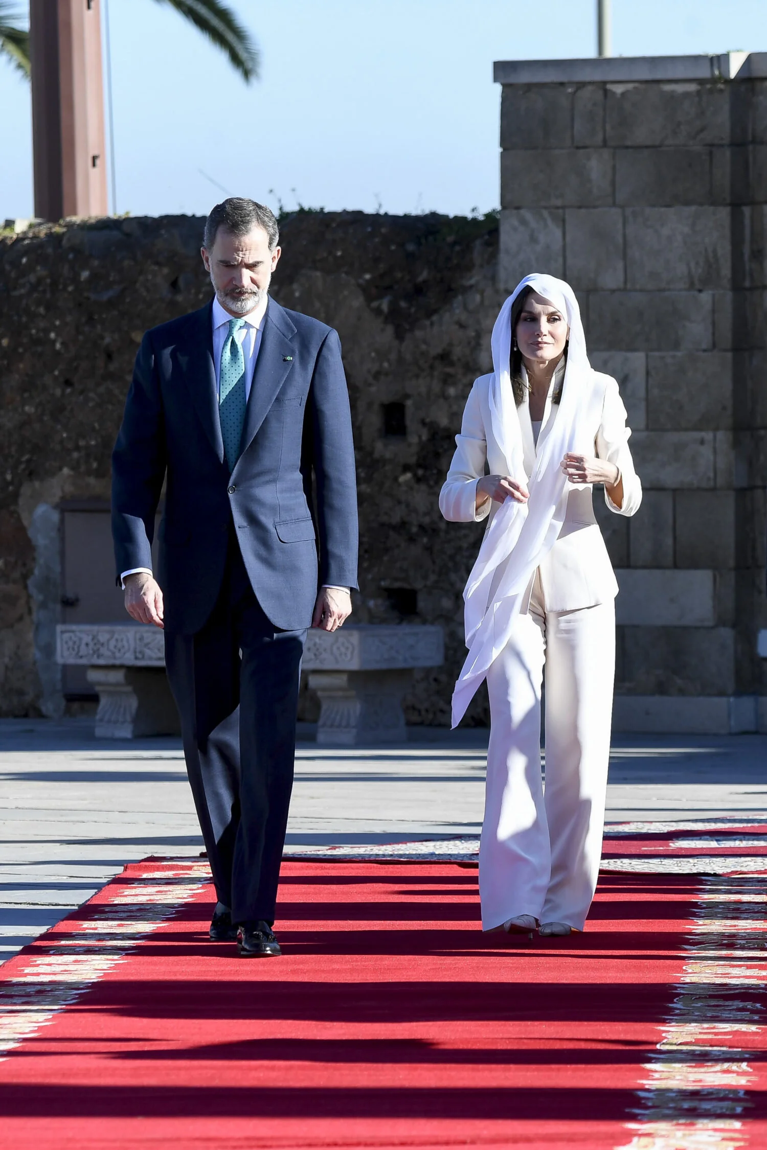 The King and Queen of Spain Visit Mausoleum in Rabat, Morocco