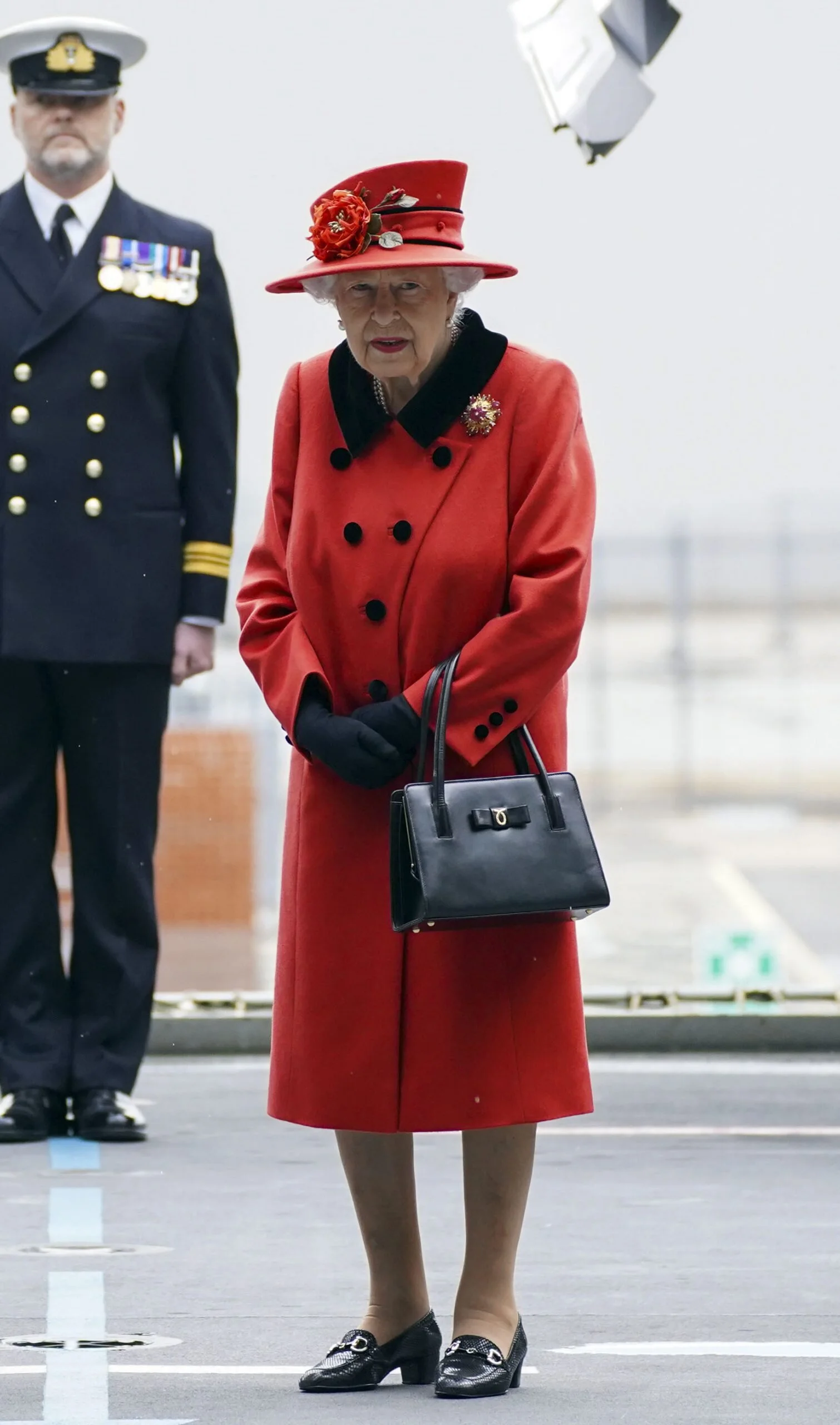 Queen Elizabeth II Visits HMS Queen Elizabeth in Portsmouth