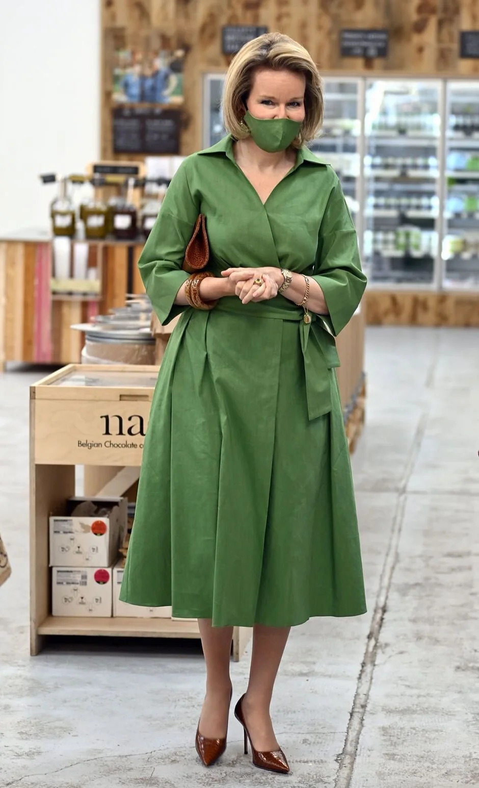 Queen Mathilde Visits Barn Bio Market in Jette