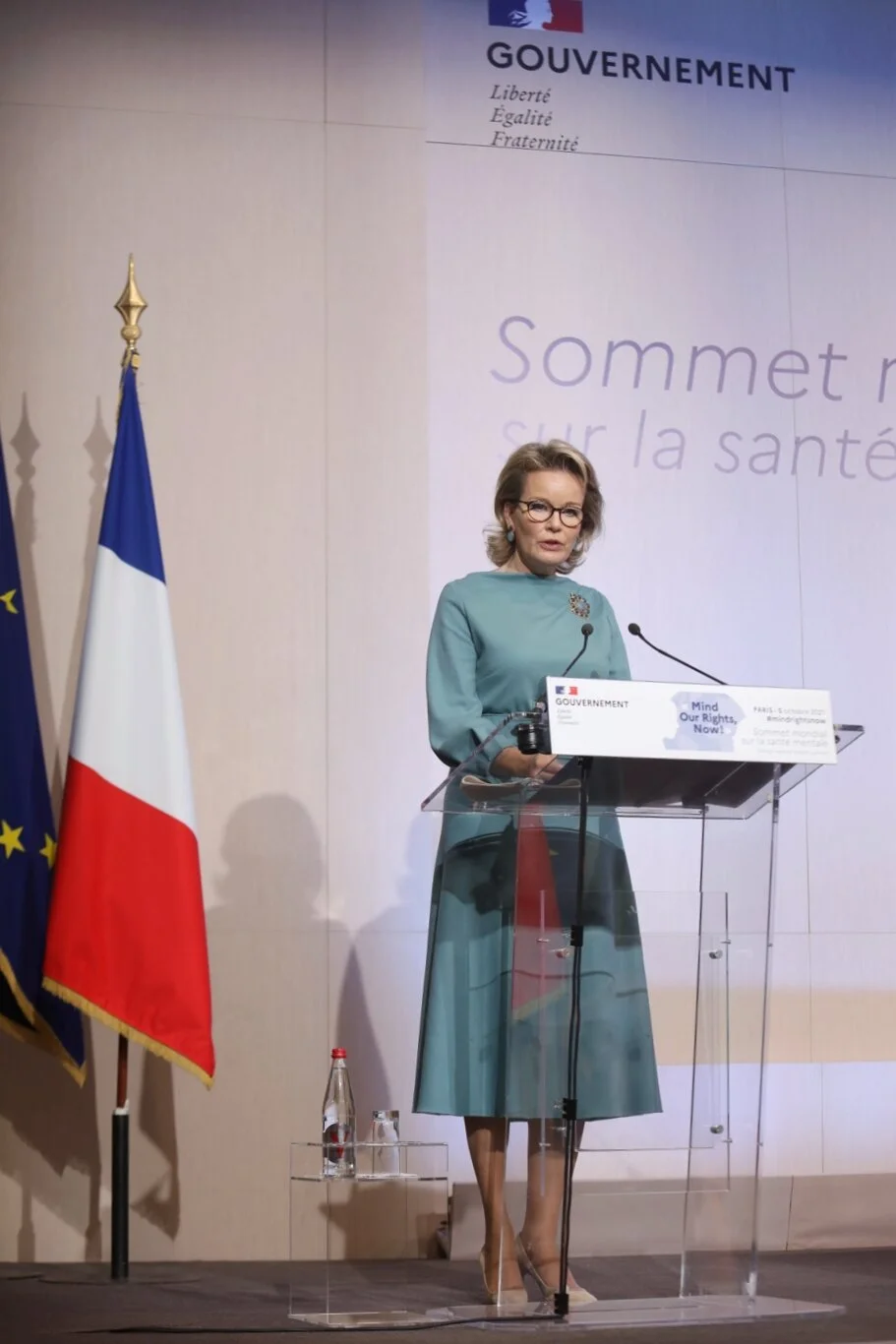 Queen Mathilde Attends World Mental Health Summit in Paris