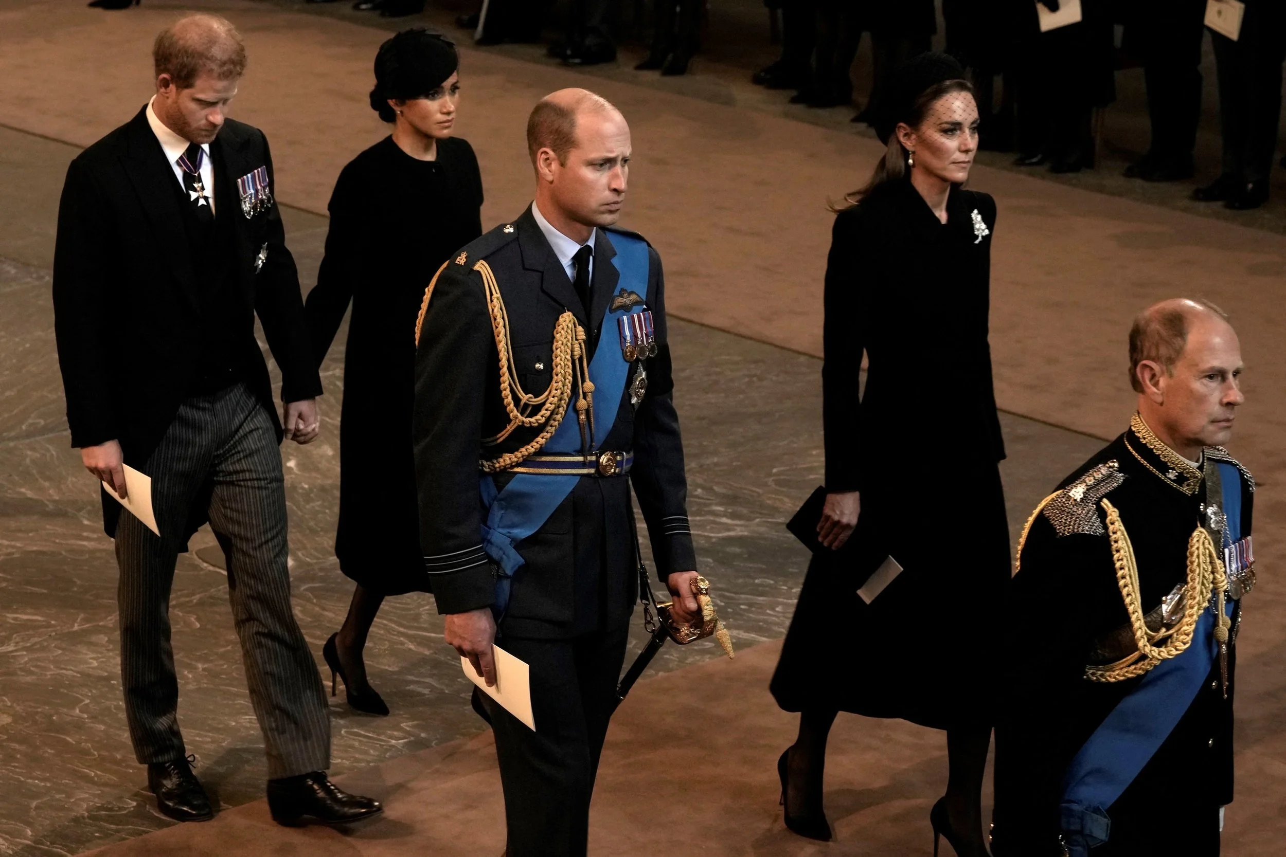The Prince and Princess of Wales and The Duke and Duchess of Sussex Attend Lying-in State of Queen Elizabeth II