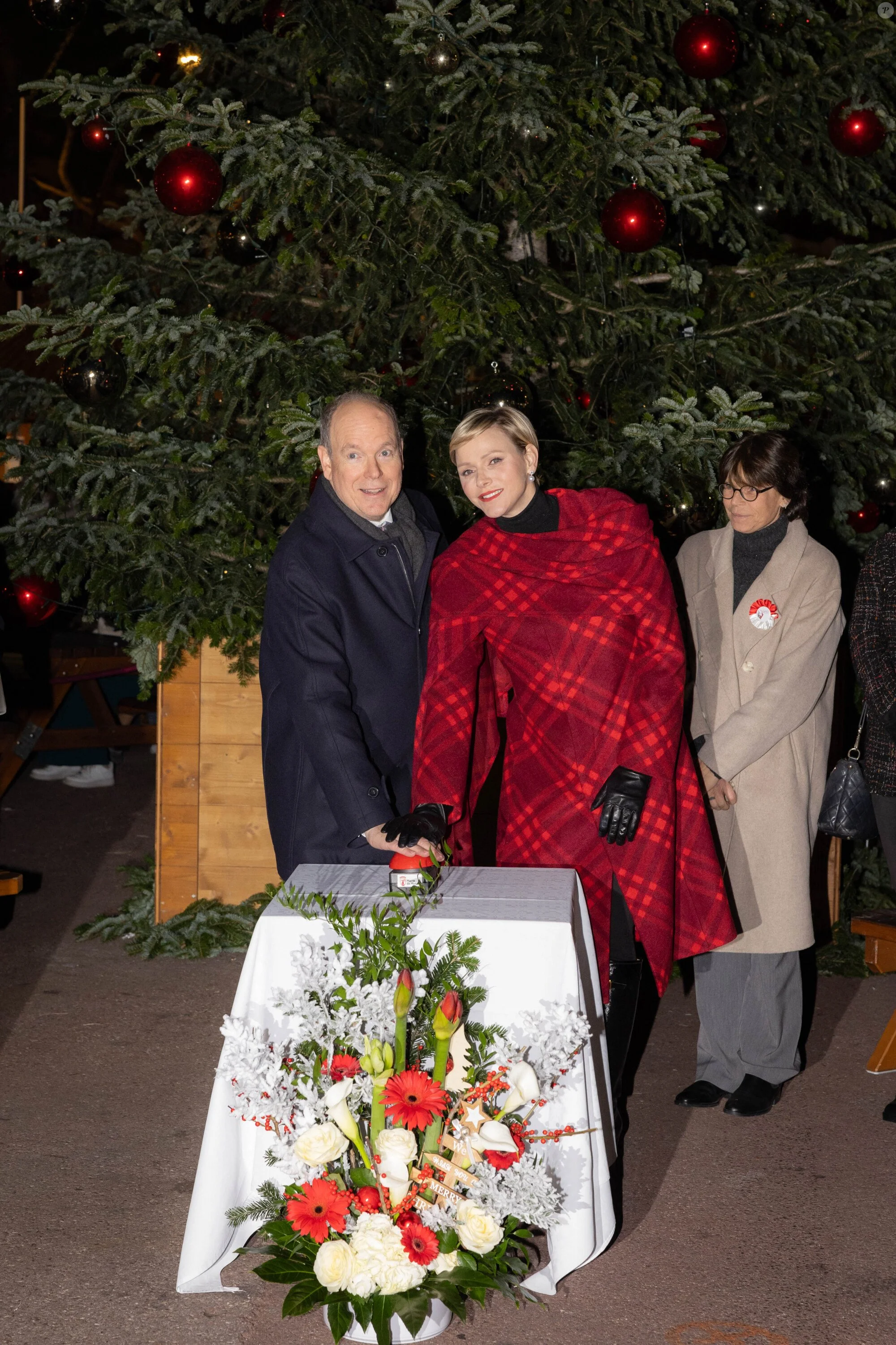 The Prince and Princess of Monaco and Princess Stéphanie Open the Christmas Village