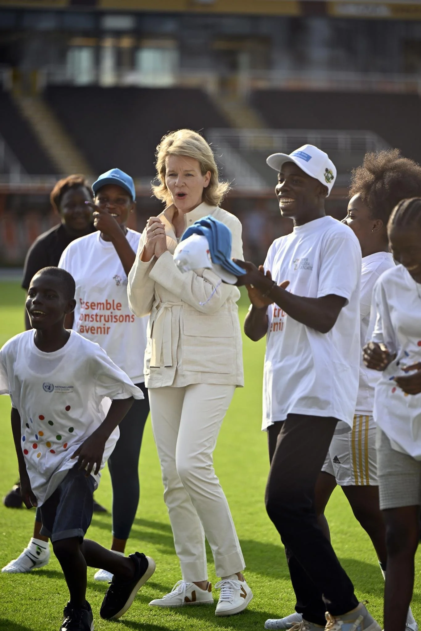 Queen Mathilde Meets with Young Ivorian Athletes in San Pedro