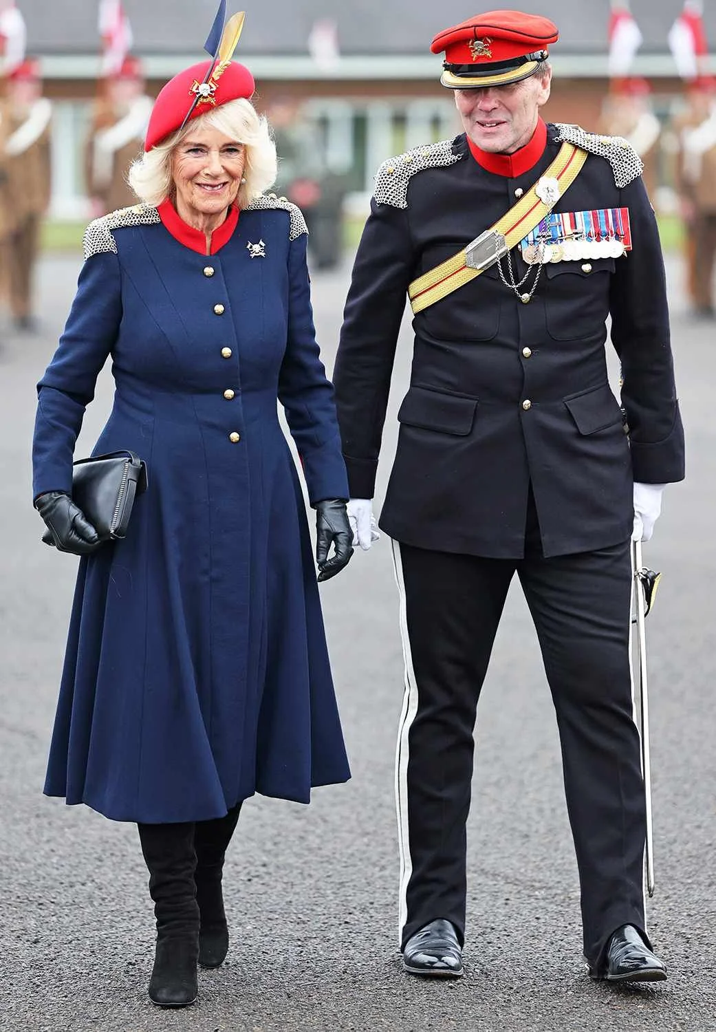 Queen Camilla Visits The Royal Lancers In North Yorkshire